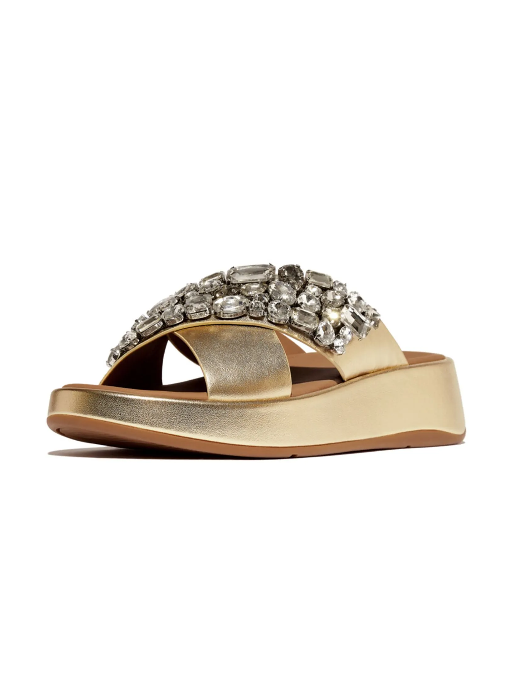 FitFlop™ WOMEN'S F-MODE JEWEL-DELUXE CROSS GOLD