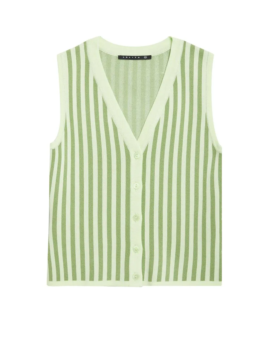 LOLITA Women Vest Sleeveless Printed Stripes