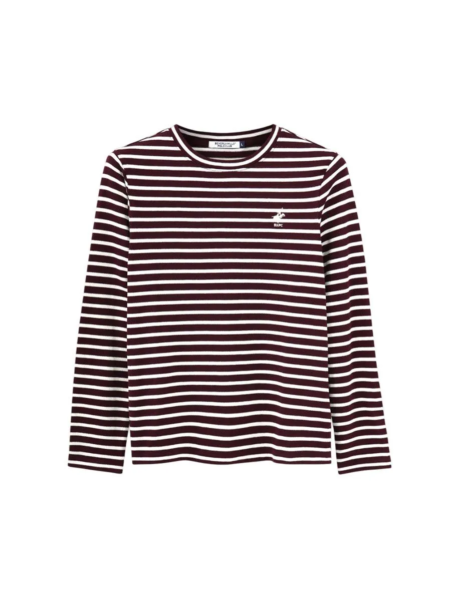 BEVERLY HILLS POLO CLUB Women Crew Neck Long Sleeve, Striped Size - M