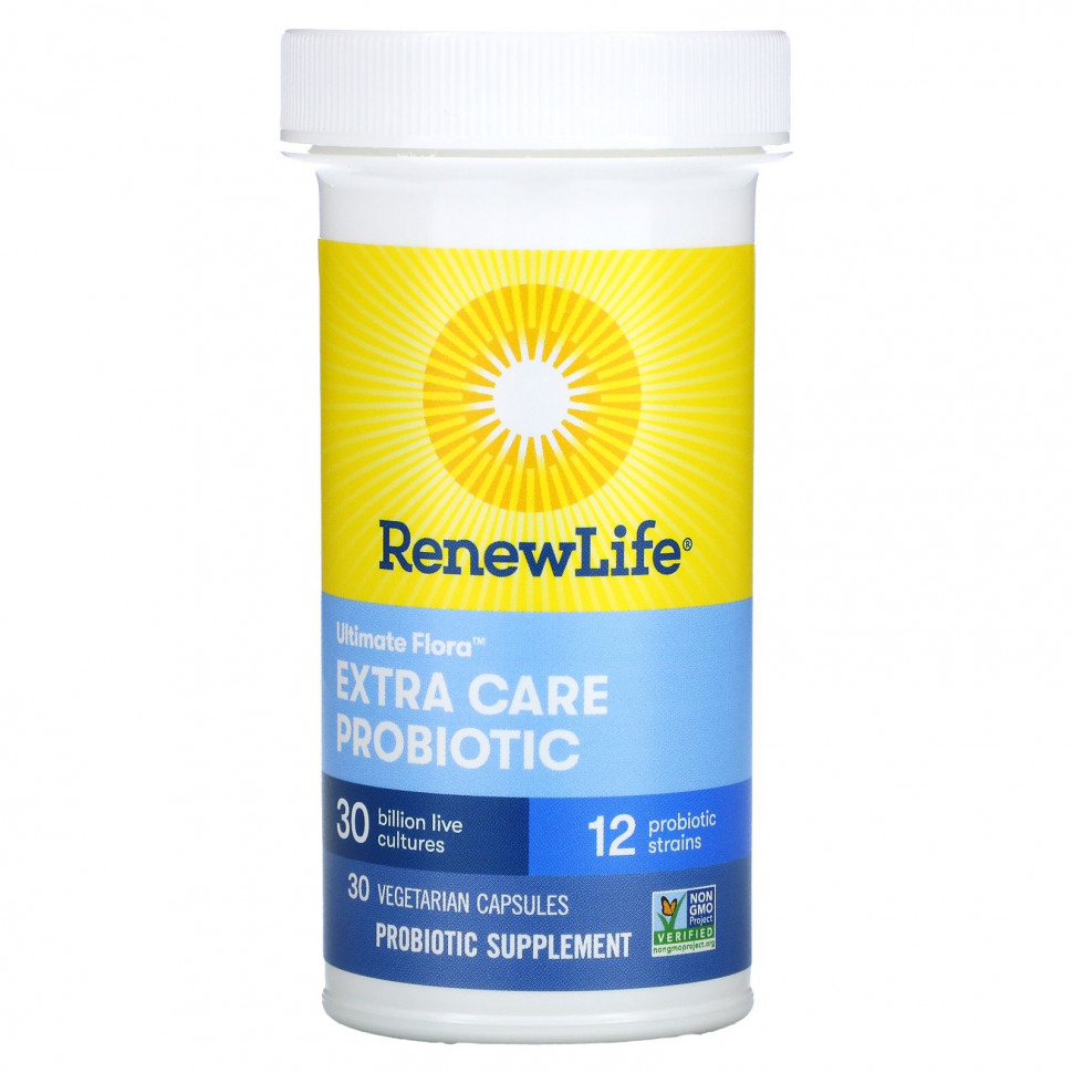 Renew Life, Ultimate Flora Extra Care Probiotic, 30 млрд КОЕ, 30 вегетарианских капсул