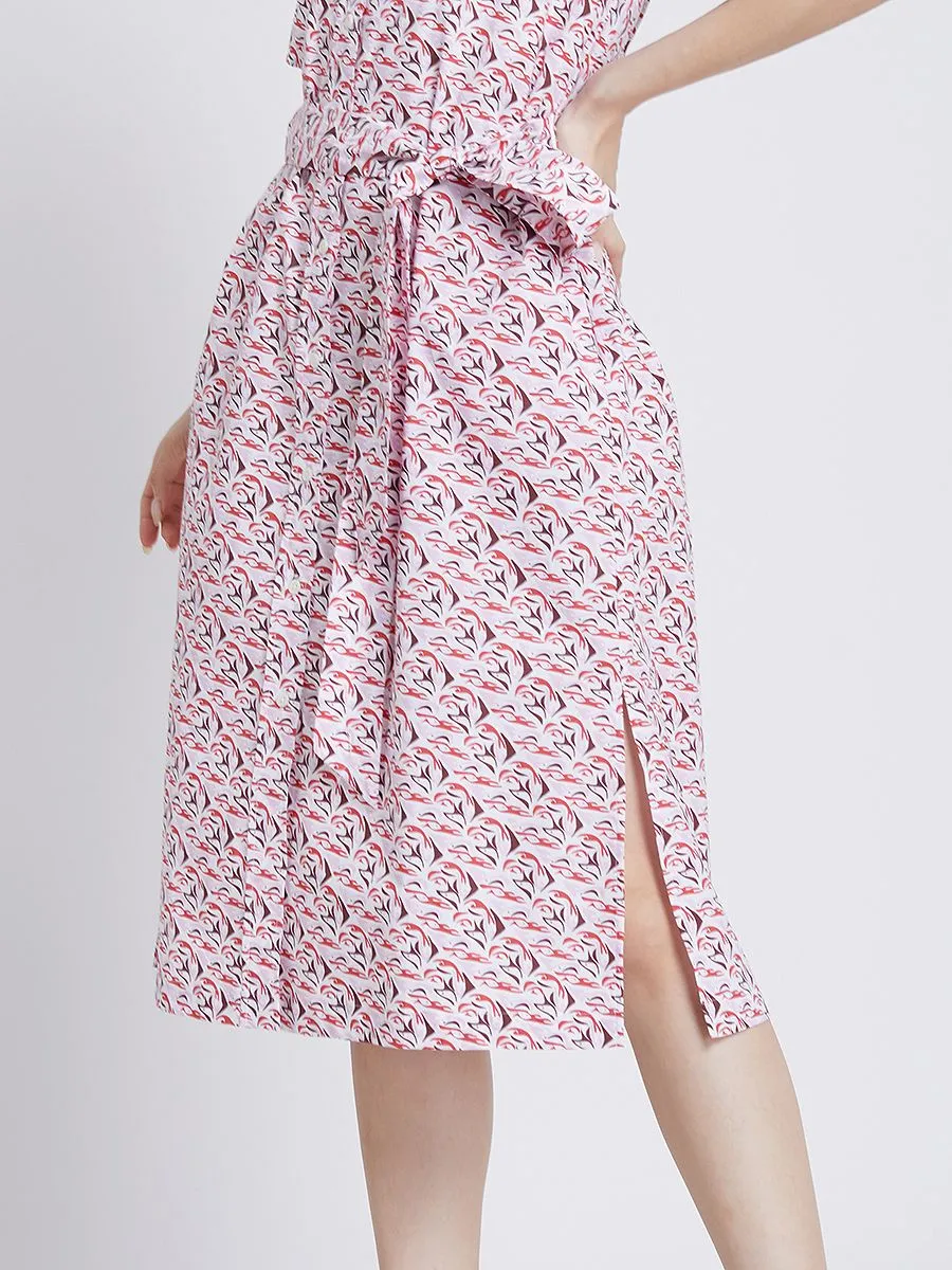 ALUMNUS Women Midi Dress Graphic Printed Red