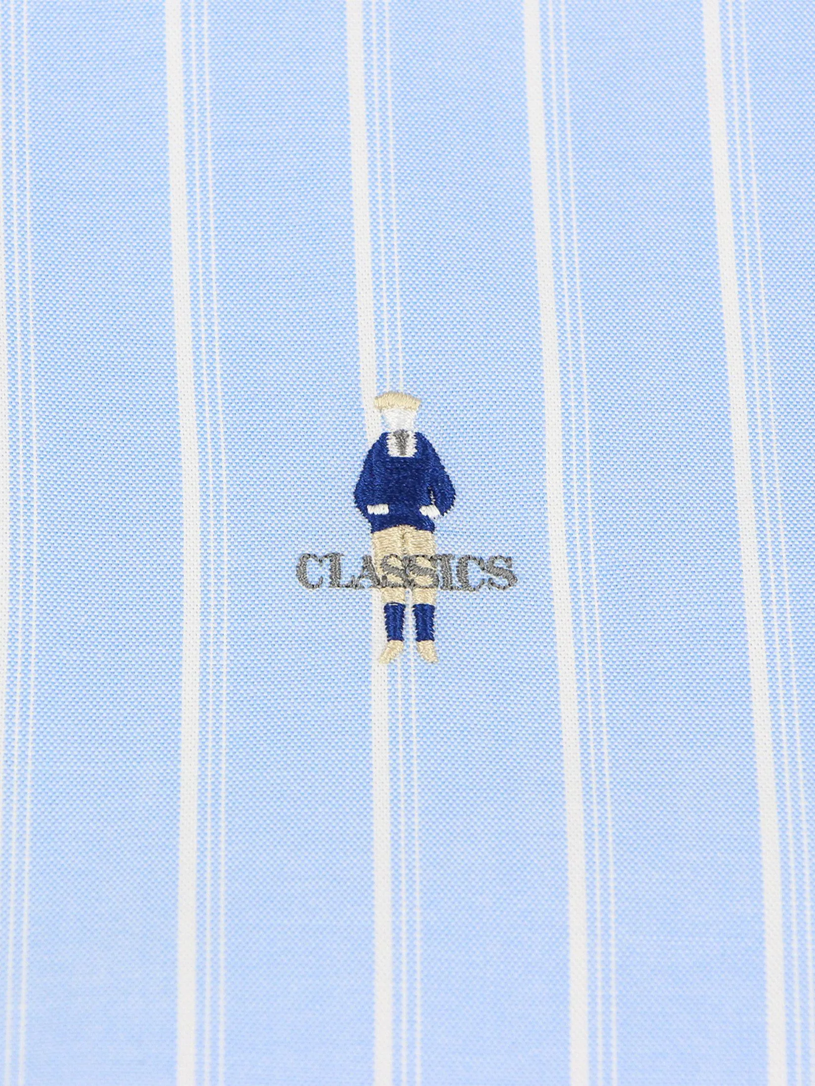 GIORDANO Men's Slim Embroidery Stretch Oxford Shirts (Classic Man) Blue x White