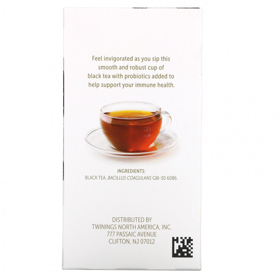 Twinings, Probiotics Black Tea, English Breakfast, 18 чайных пакетиков, 45 г (1,59 унции)