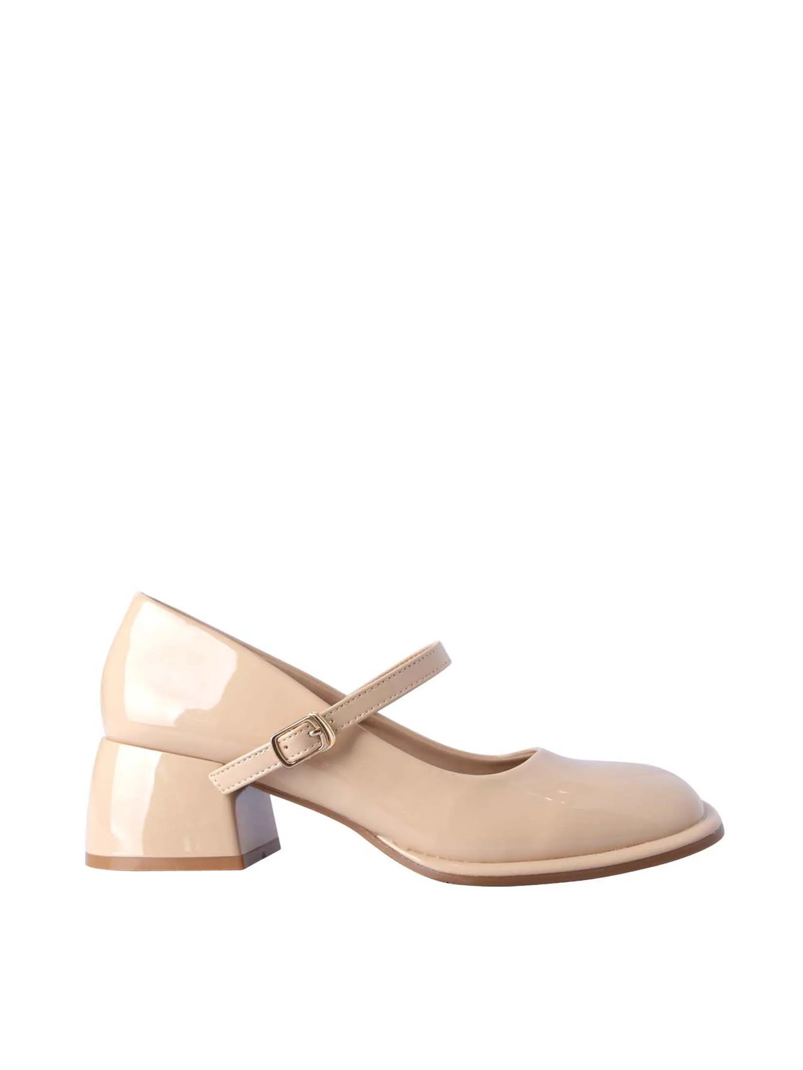 VILLAINS SF GERBERA Women's Comfort Mary-Jane Heels BEIGE PATENT