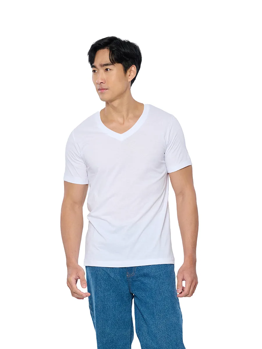 DOUBLE GOOSE White Double Goose T-Shirt V Neck Classic.