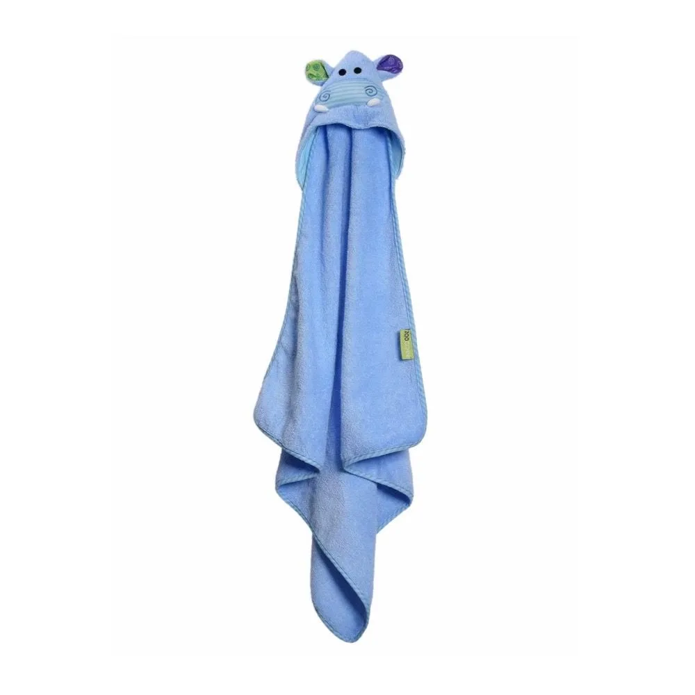 ZOOCCHINI Blue Baby Snow Terry Hooded Bath Towel - Henry the Hippo