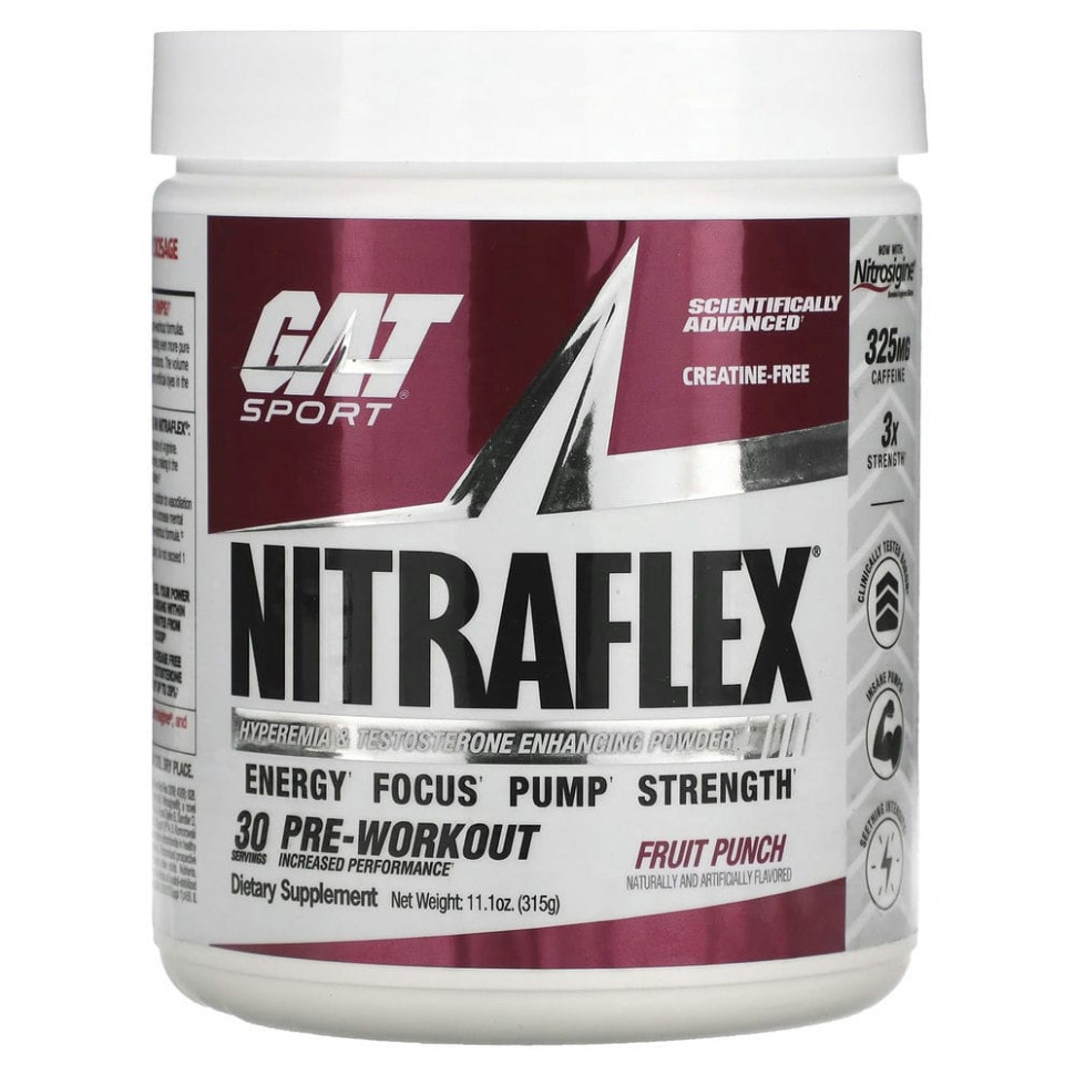 GAT, Sport, NITRAFLEX, со вкусом фруктового пунша, 312 г (11 унций) - GAT-64890-Арбуз | 295 г