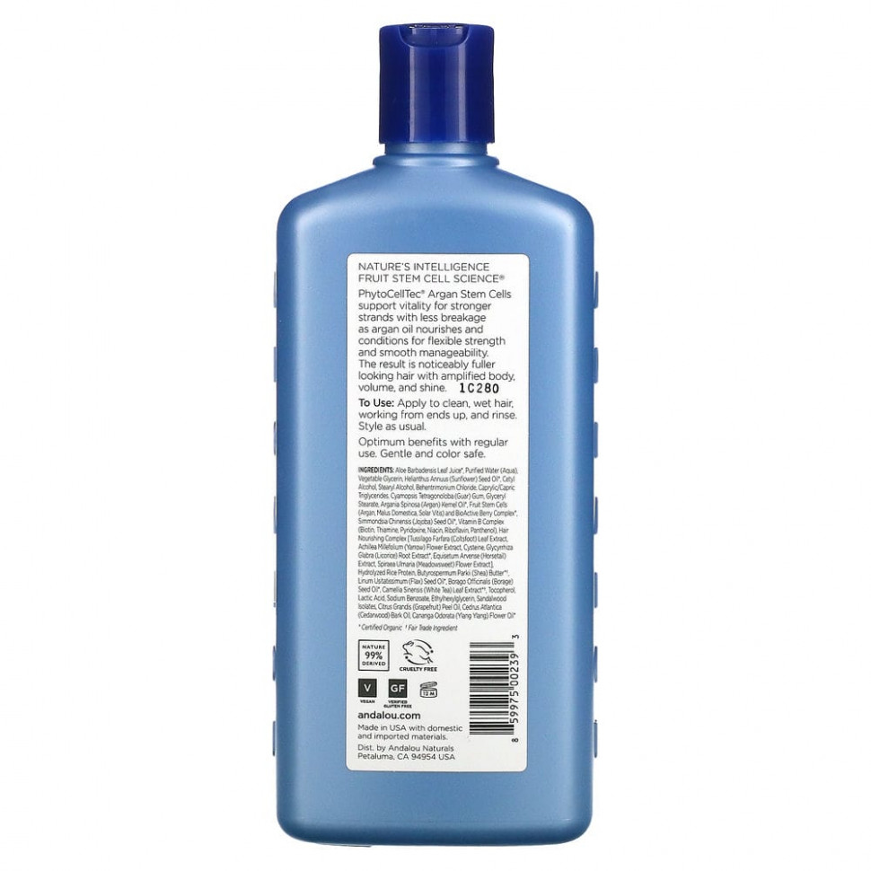 Andalou Naturals, кондиционер, антивозрастной, против выпадения волос, со стволовыми клетками арганы, 340 мл (11,5 жидк. унции)