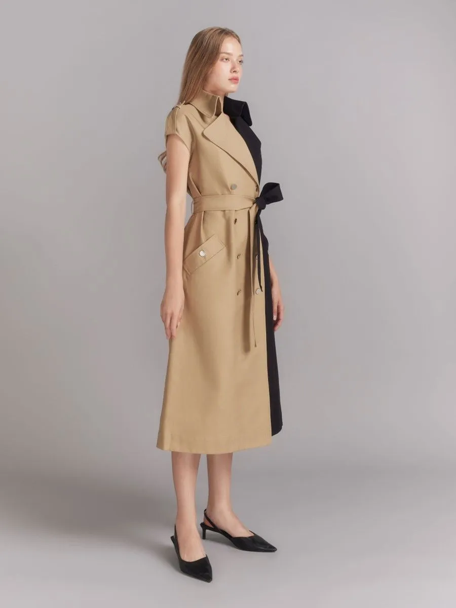 ASAVA (AW23) Bicolored Women Trench Dress Black