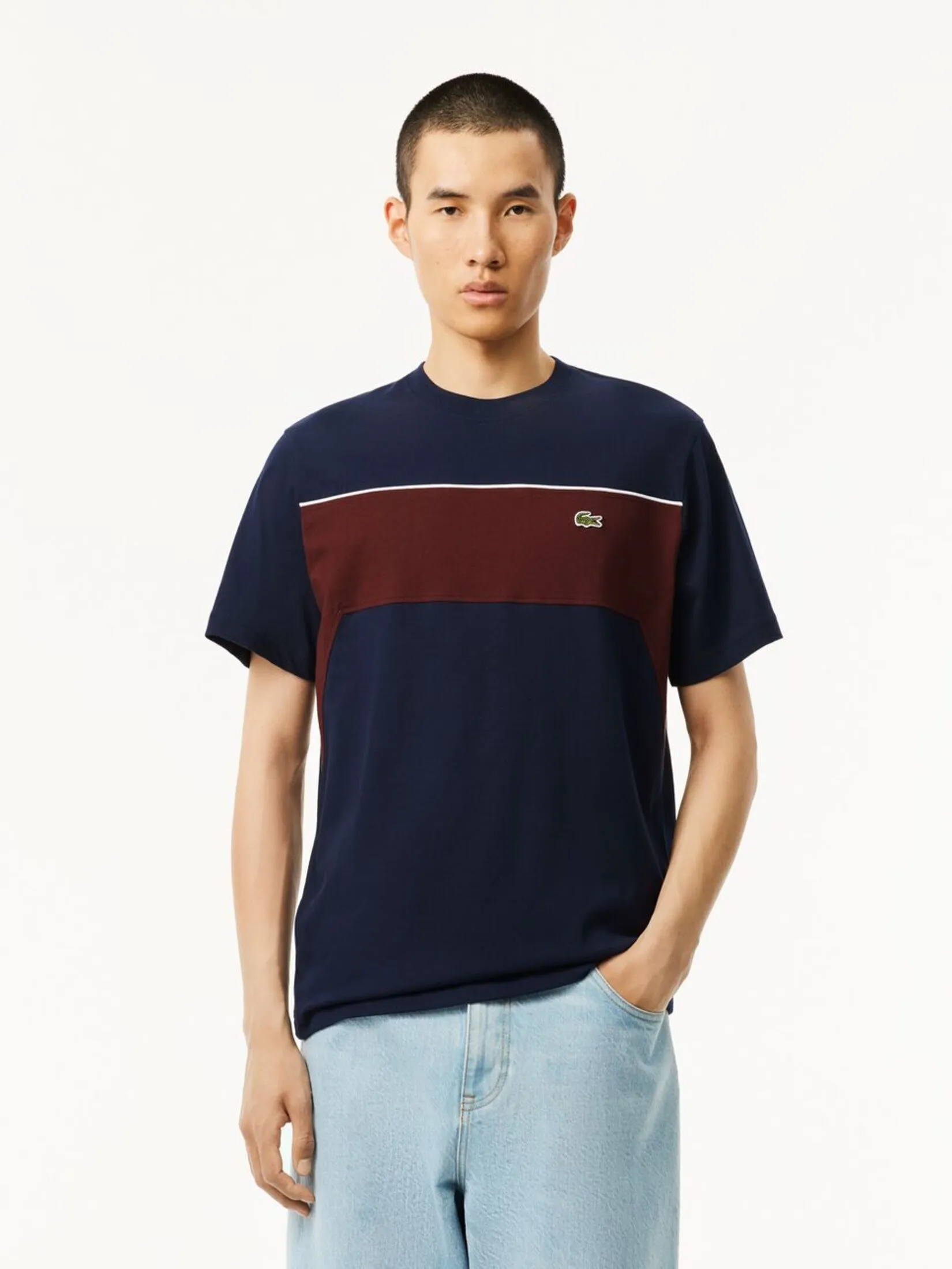 LACOSTE Cotton Colour-Block T-shirt Blue