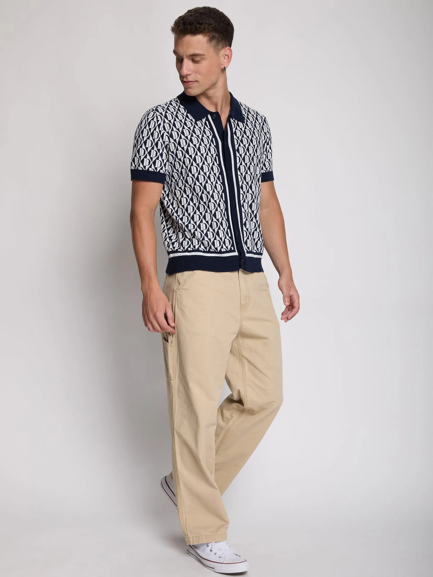 DEFRY 01 Men Sweater Short Sleeves 2507EASM070 Navy