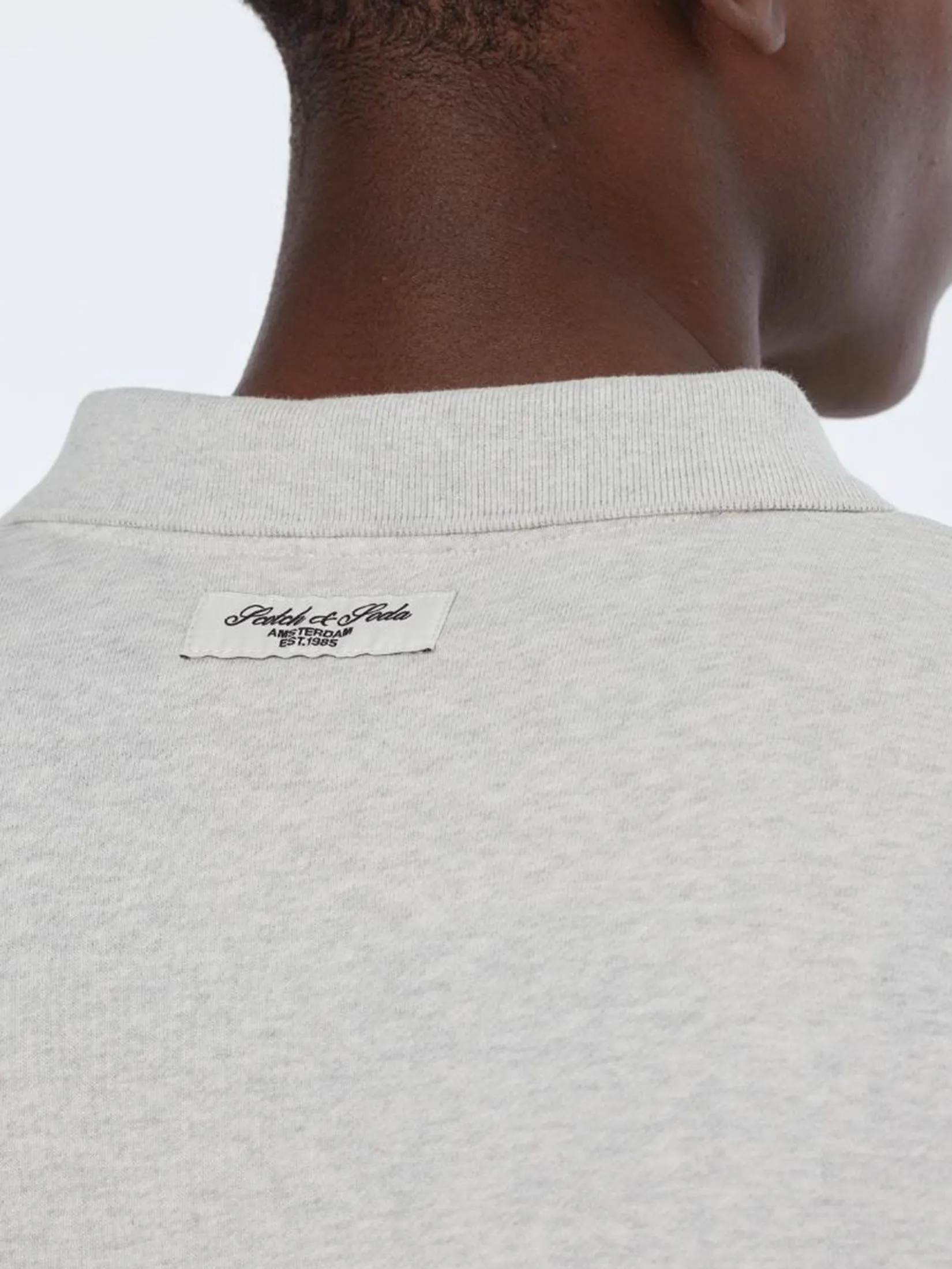 SCOTCH&SODA Men Polo Sweatshirt Relaxed Fit Light Grey Melange