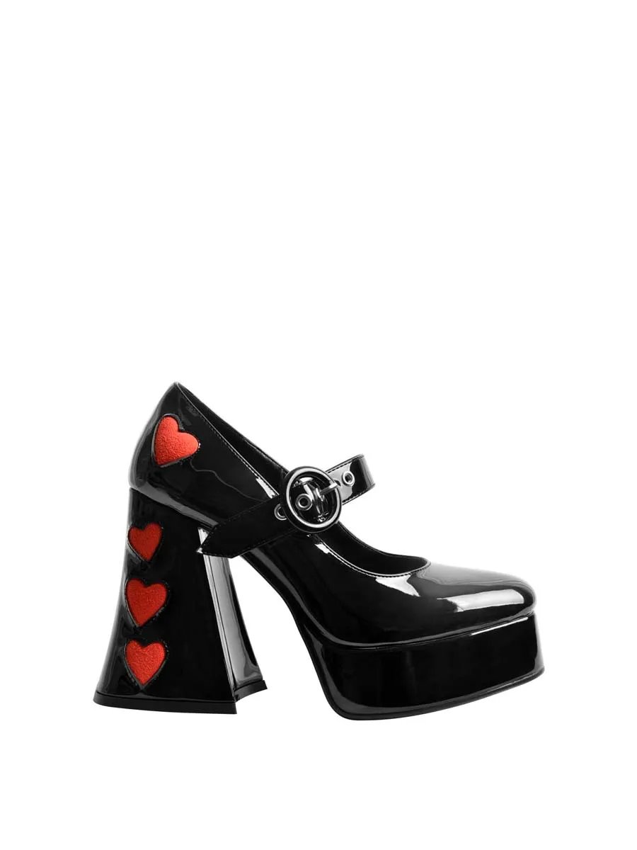 VILLAINS SF VALENTINA-HE Women s Platform Mary-Jane Heels BLACK