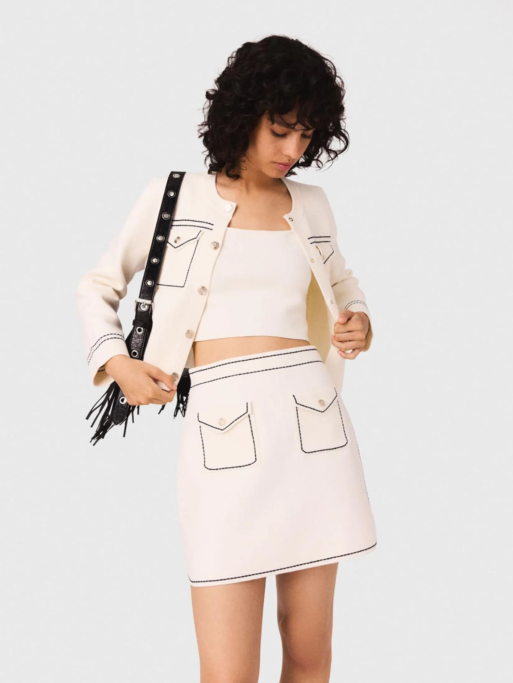 MAJE Women Skirt Short Topstitched Knit