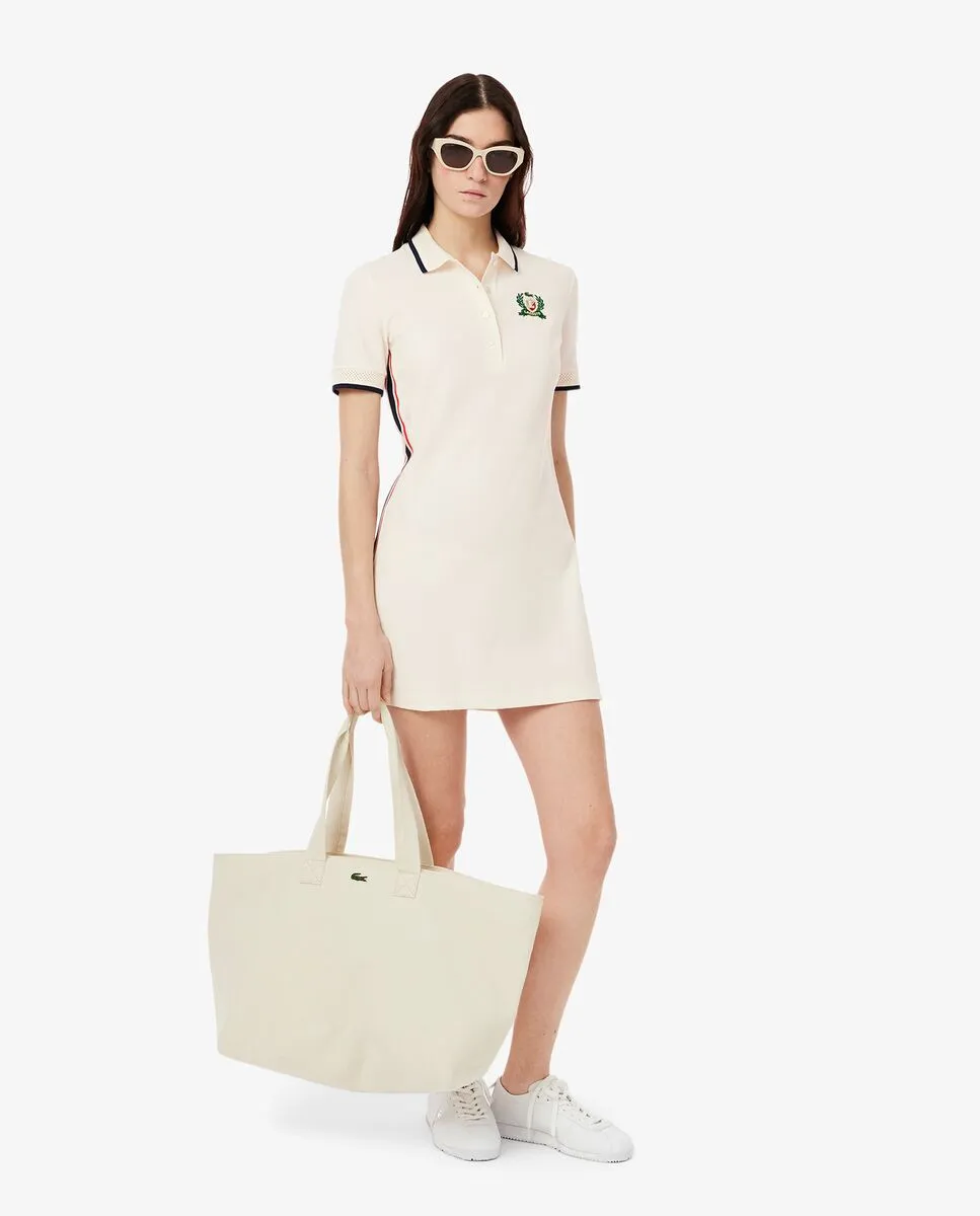 LACOSTE French Made Slim Fit Polo Dress White