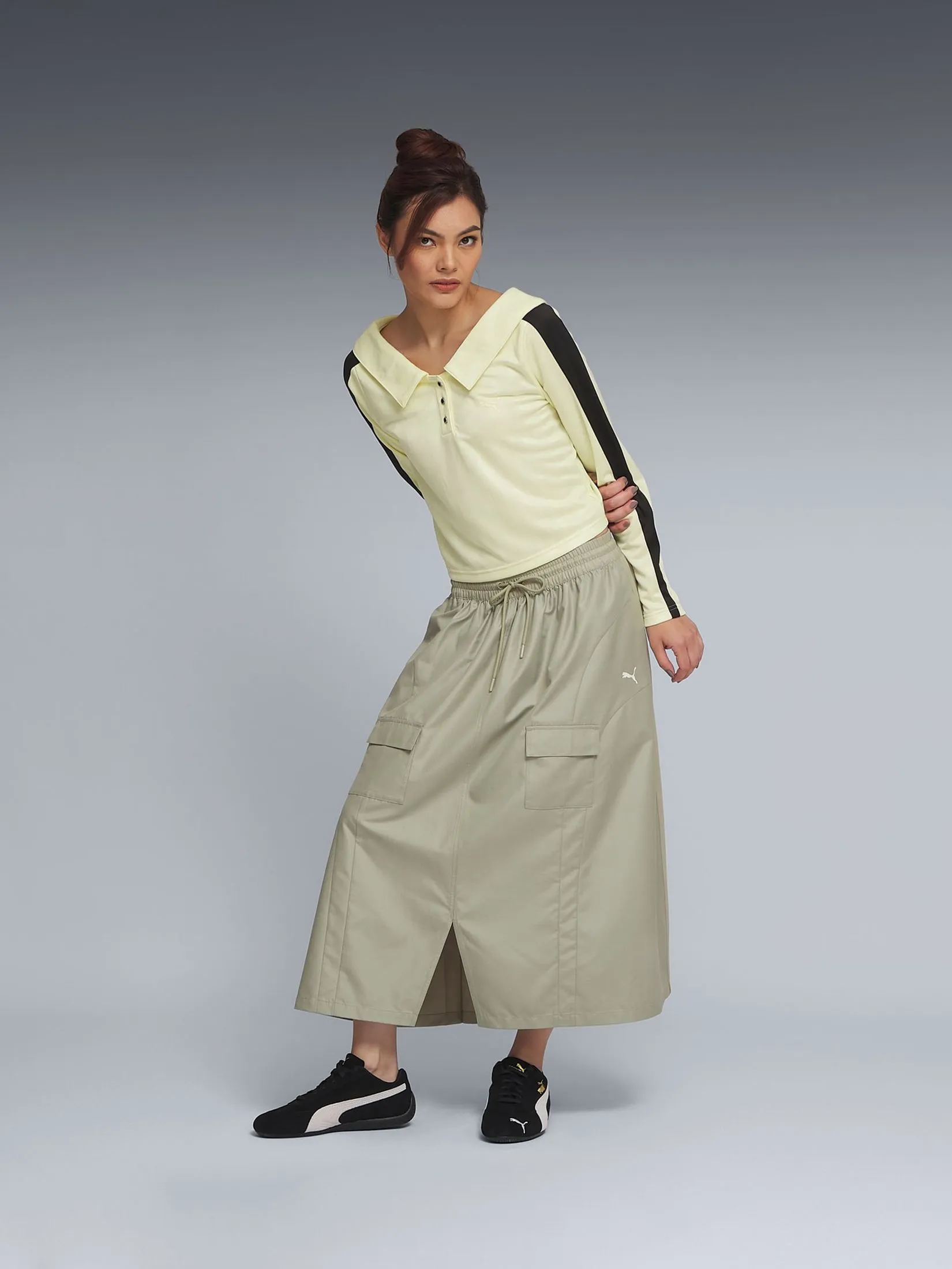 PUMA Women Skirt Cargo Pleated Dare To 633811-82 Lux Army