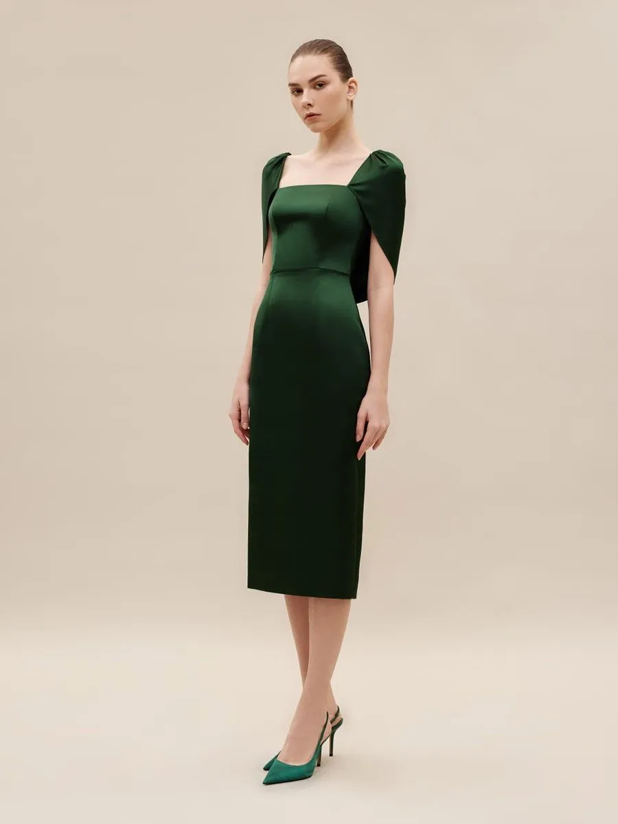 ASAVA ( SS24 )Tatiana Cape-sleeve Women Dress Green