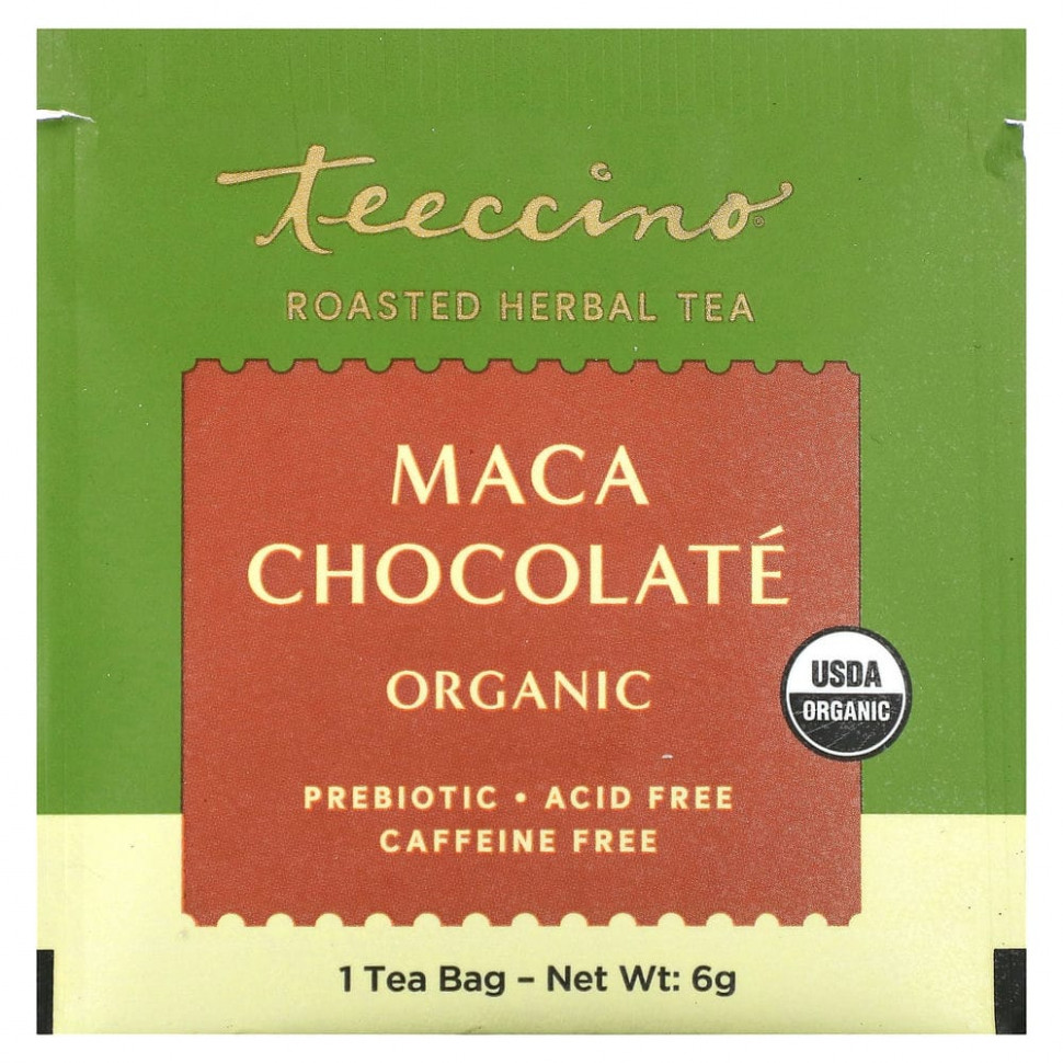 Teeccino, Органический жареный травяной чай, шоколад с мака, без кофеина, 25 чайных пакетиков, 150 г (5,3 унции)