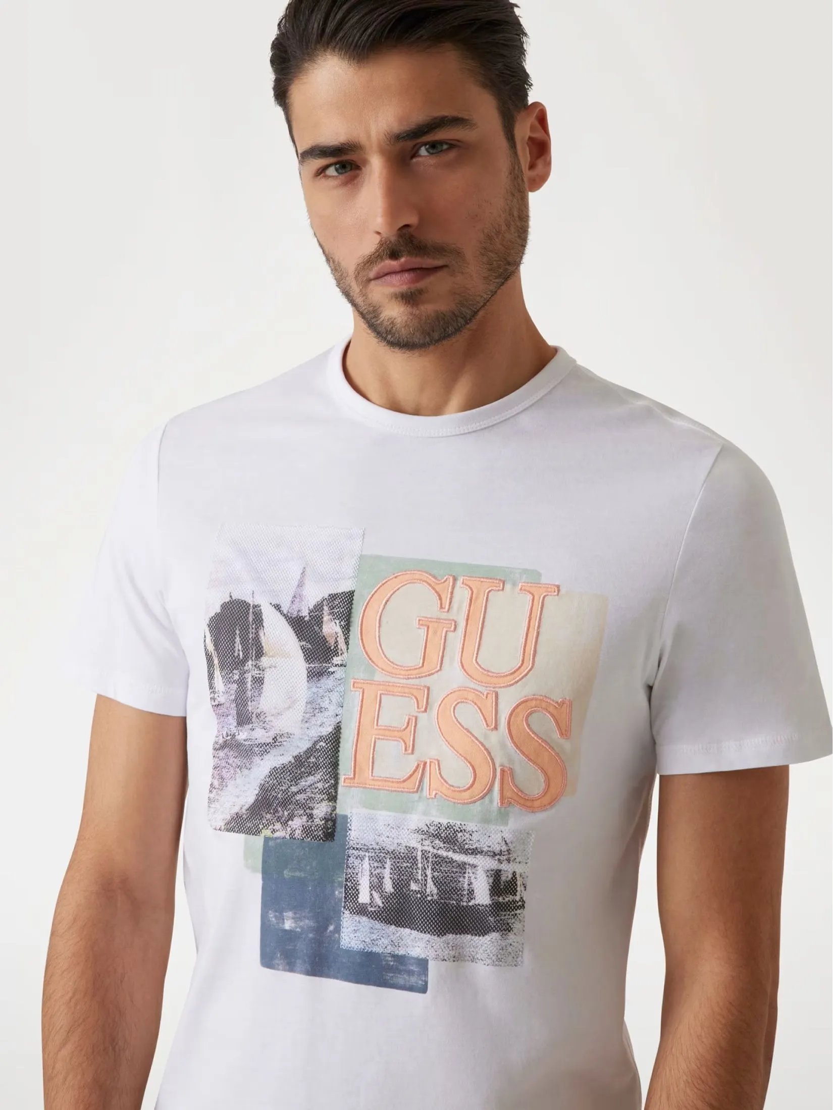 GUESS GUESS MEN Slim-fit  Logo  T-Shirt  M5GI04I3Z14  -  White