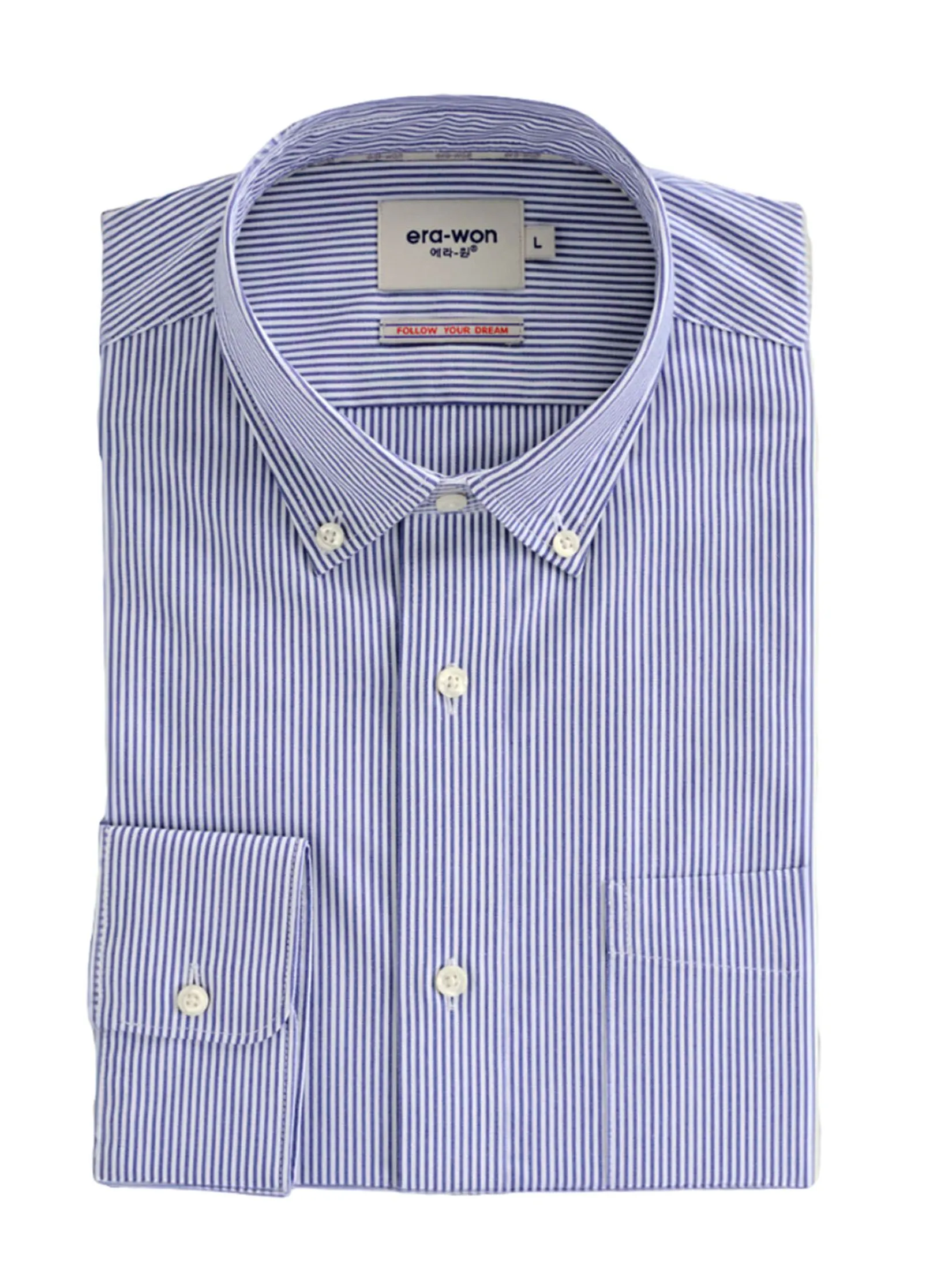 ERA-WON MEN'S DRESS SHIRT OXFORD REGULAR FIT BLUE
