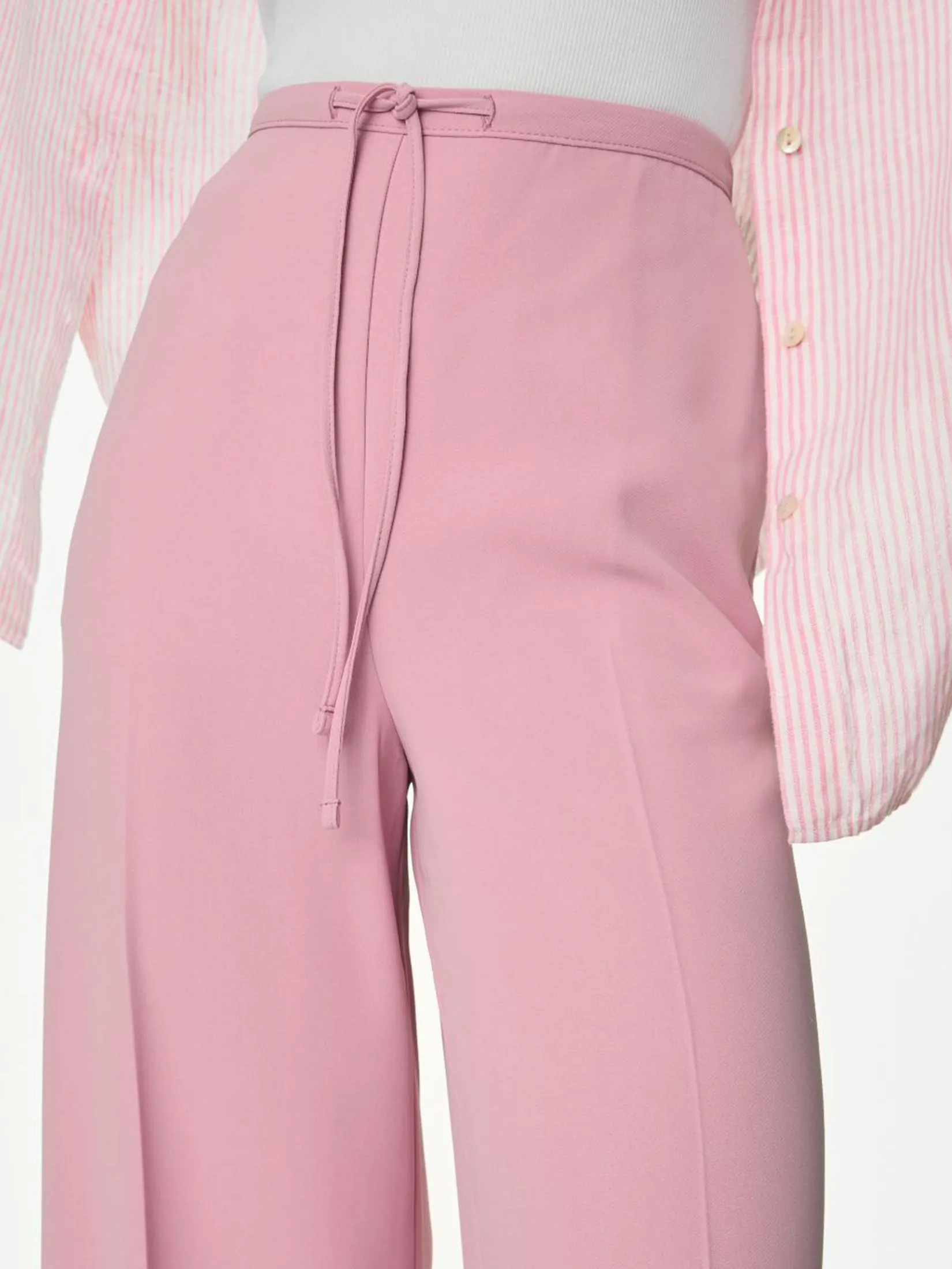 MARKS & SPENCER Women Wide Leg Trousers Crepe Elasticated Waist