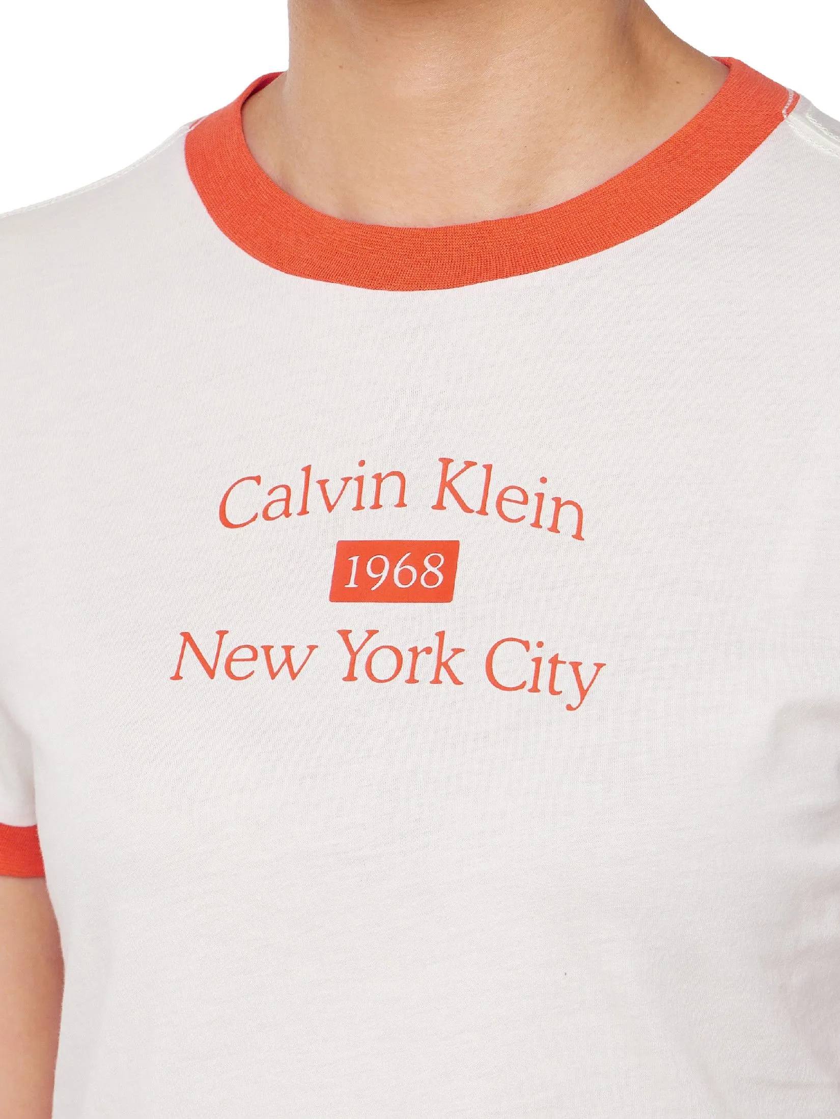 CALVIN KLEIN Women's Draped Jersey Crop Short Sleeve T-Shirt White