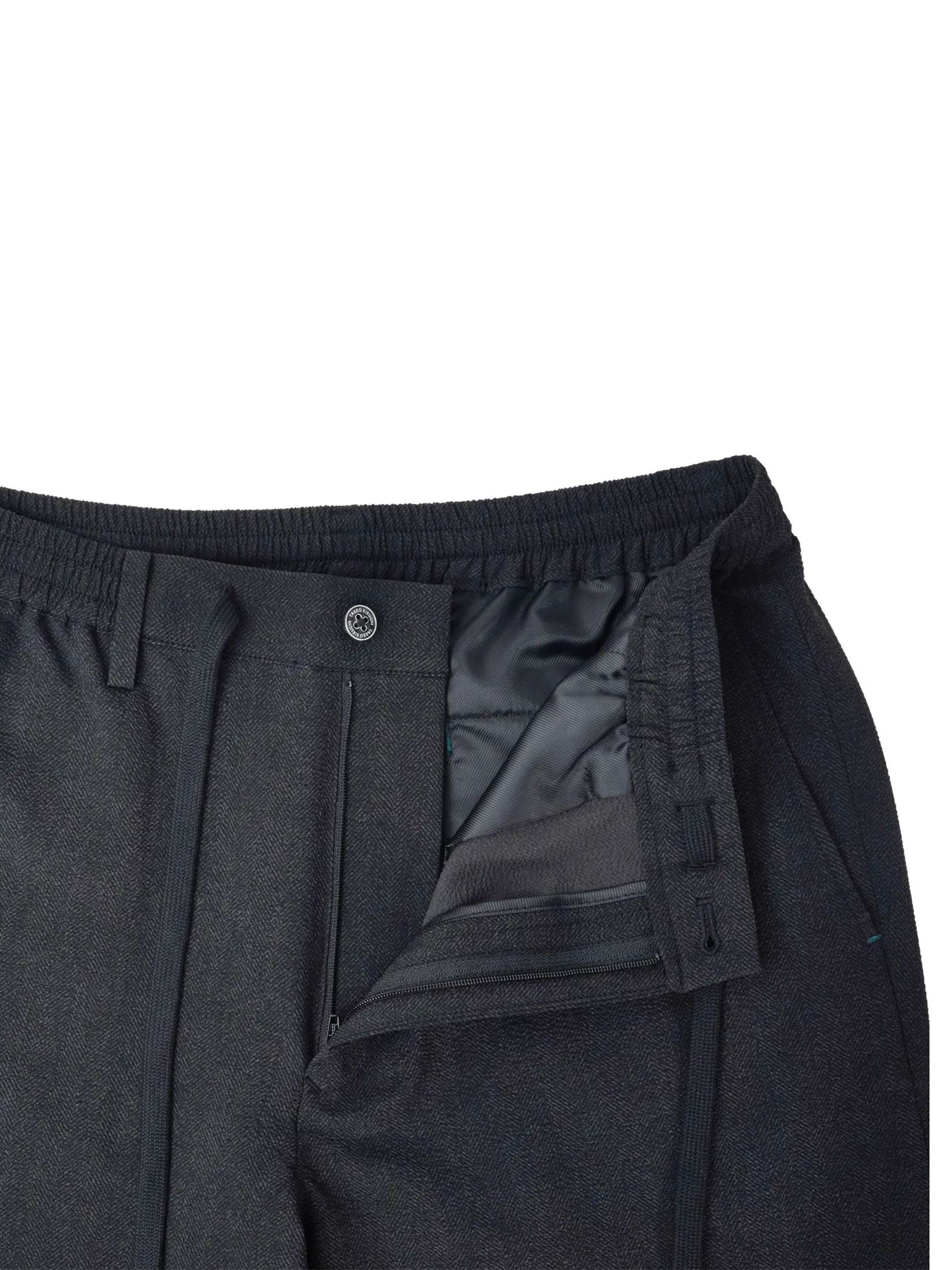 TAKEO KIKUCHI MEN BLACK 2WAY STRETCH SUCKER PRINT EASY PANTS