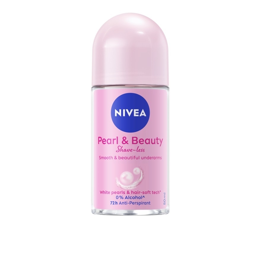 Nivea Roll On Pearl  Beauty Shave Less 50 Ml. โรลออนลดเหงื่อ ระงับกลิ่นกาย