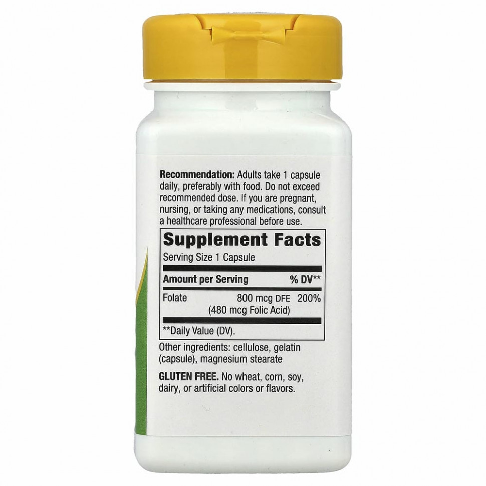 Nature's Way, Folate , 800 mcg, 100 Capsules