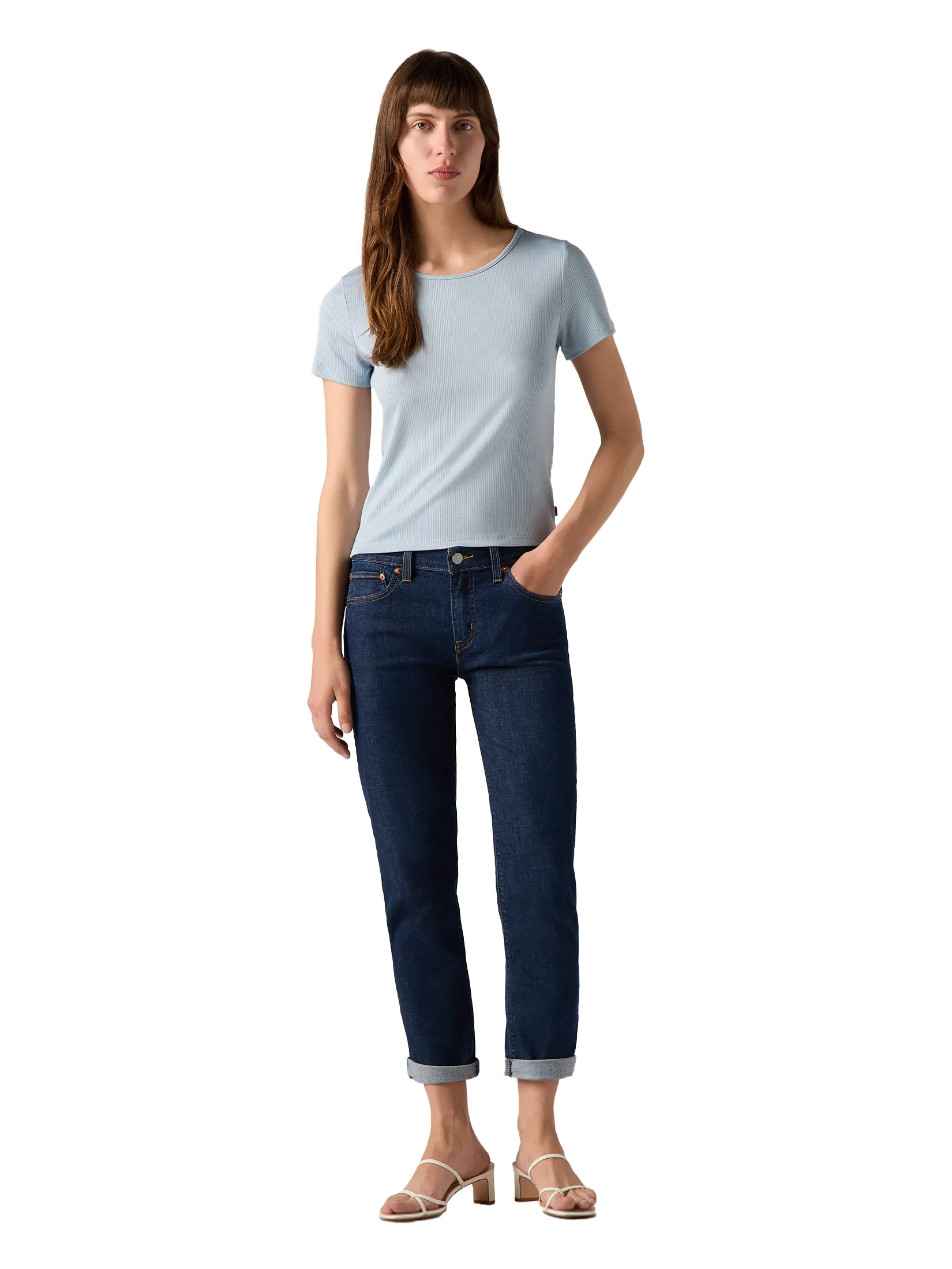 LEVI'S Women's Mid-Rise Boyfriend Jeans Dark Blue