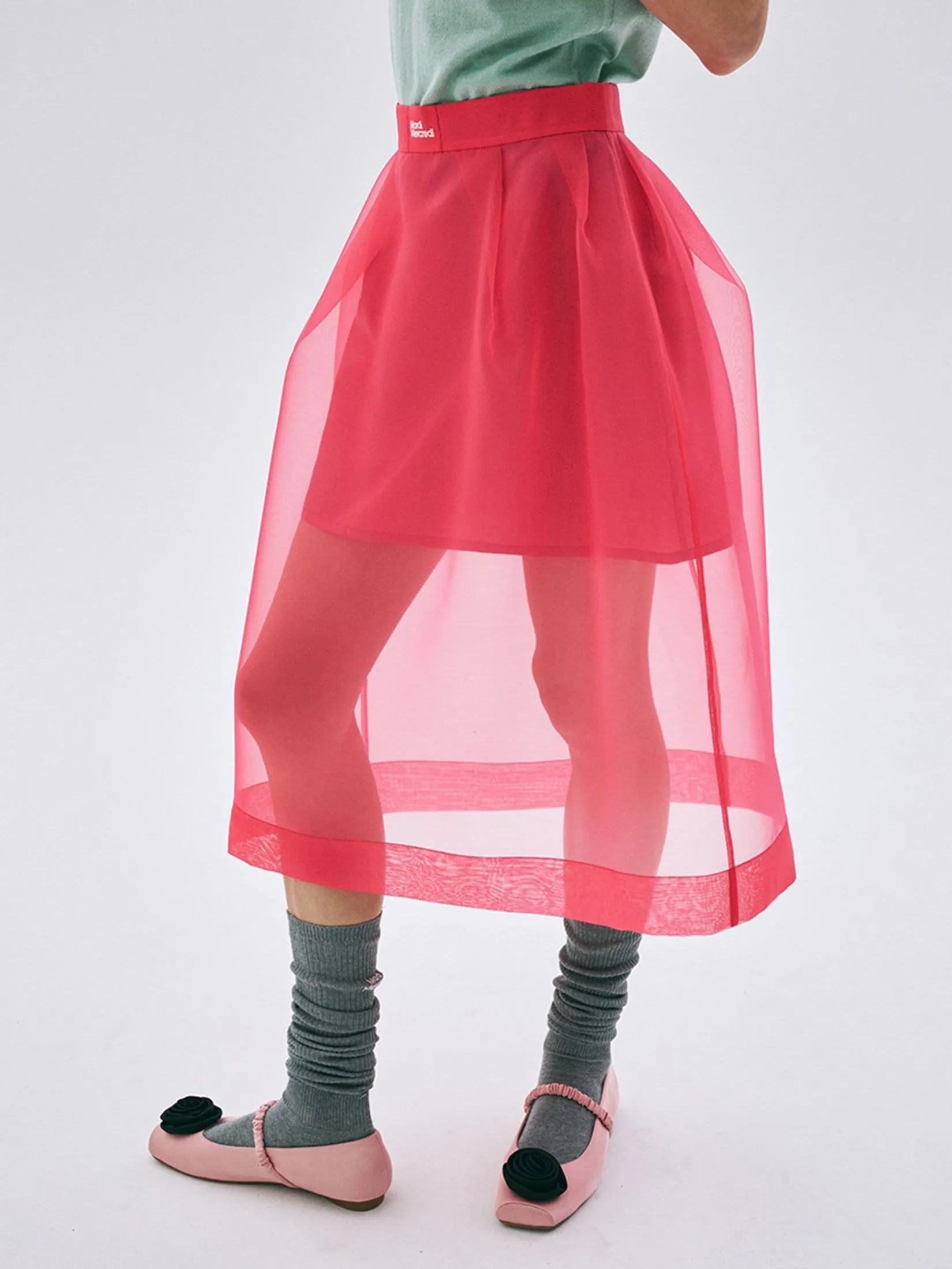MARDI MERCREDI See-Through Layered Skirt Fuchsia S