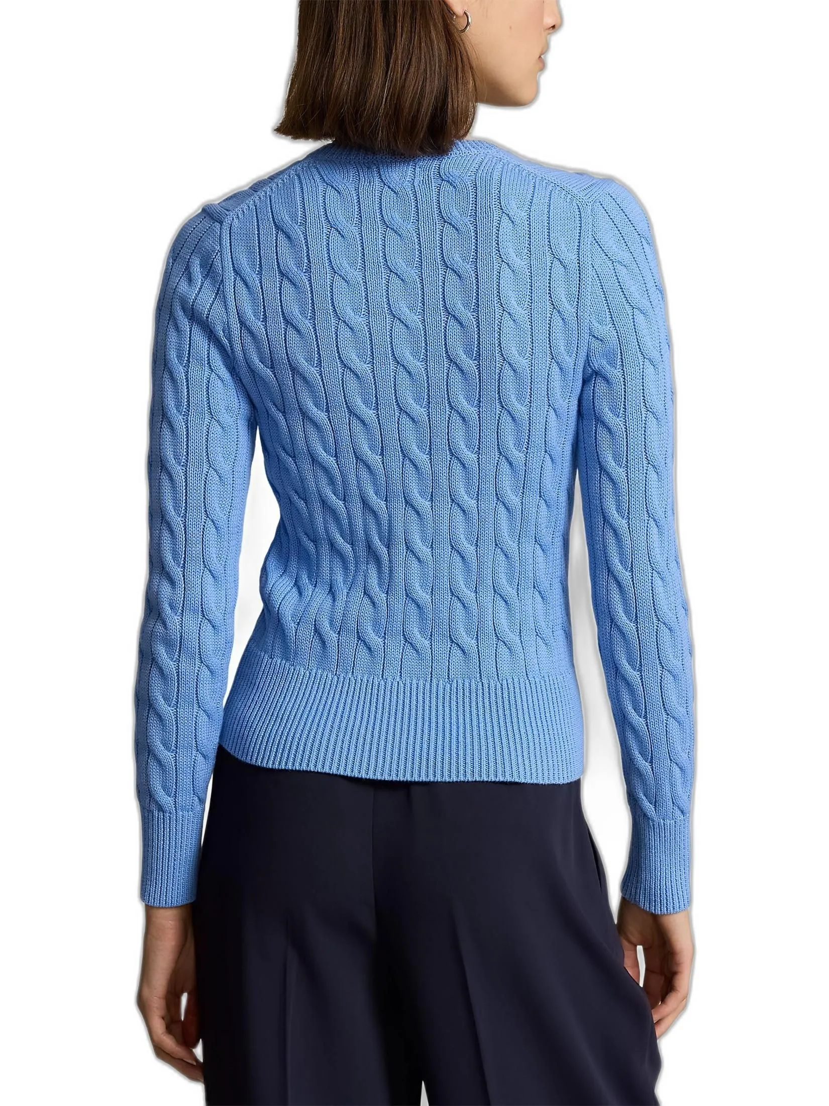 POLO RALPH LAUREN Women Cardigan-Cable-Knit Cotton Crewneck Cardigan WMPOSWENDW20130-Blue