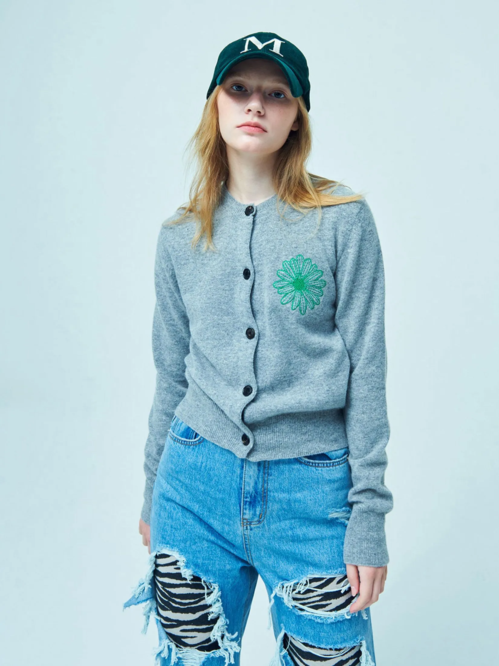 MARDI MERCREDI Cashmere Blended Cardigan Round Neck F