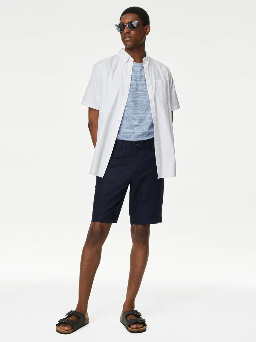 MARKS & SPENCER Men Chino Shorts Linen Blend F0_Navy
