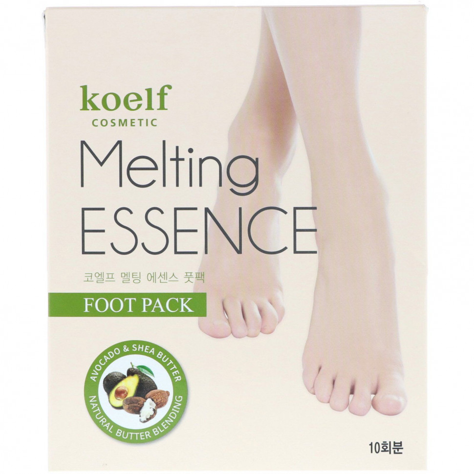 Koelf, Melting Essence Foot Pack, маска для ног, 10 пар