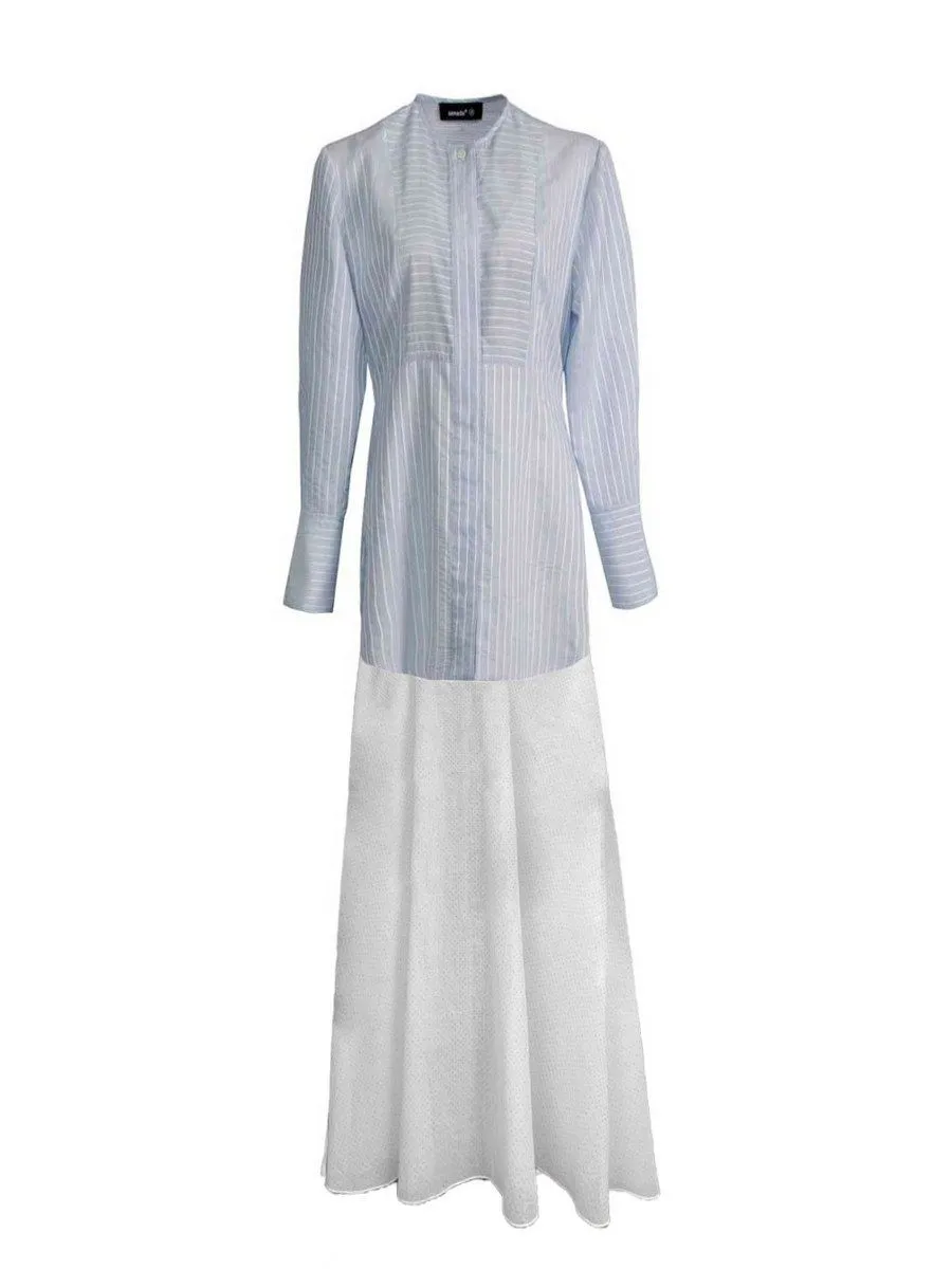 SENADA WOMEN LIGHT BLUE MAXI SHIRT DRESS