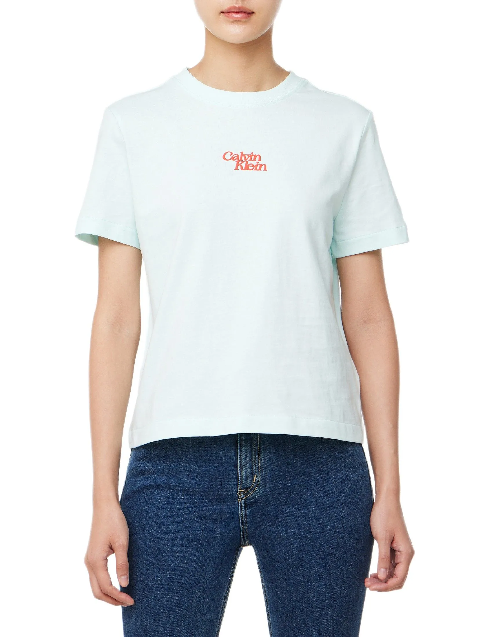 CALVIN KLEIN Women's Fluke Logo Short Sleeve T-Shirt Mint