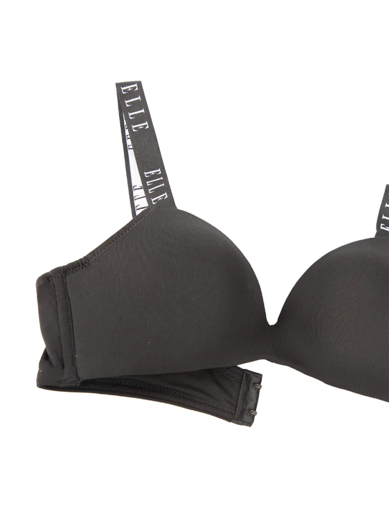 ELLE LINGERIE Moulded Bra no underwire with foam padding straps ELLE LOGO LB8766 - Black