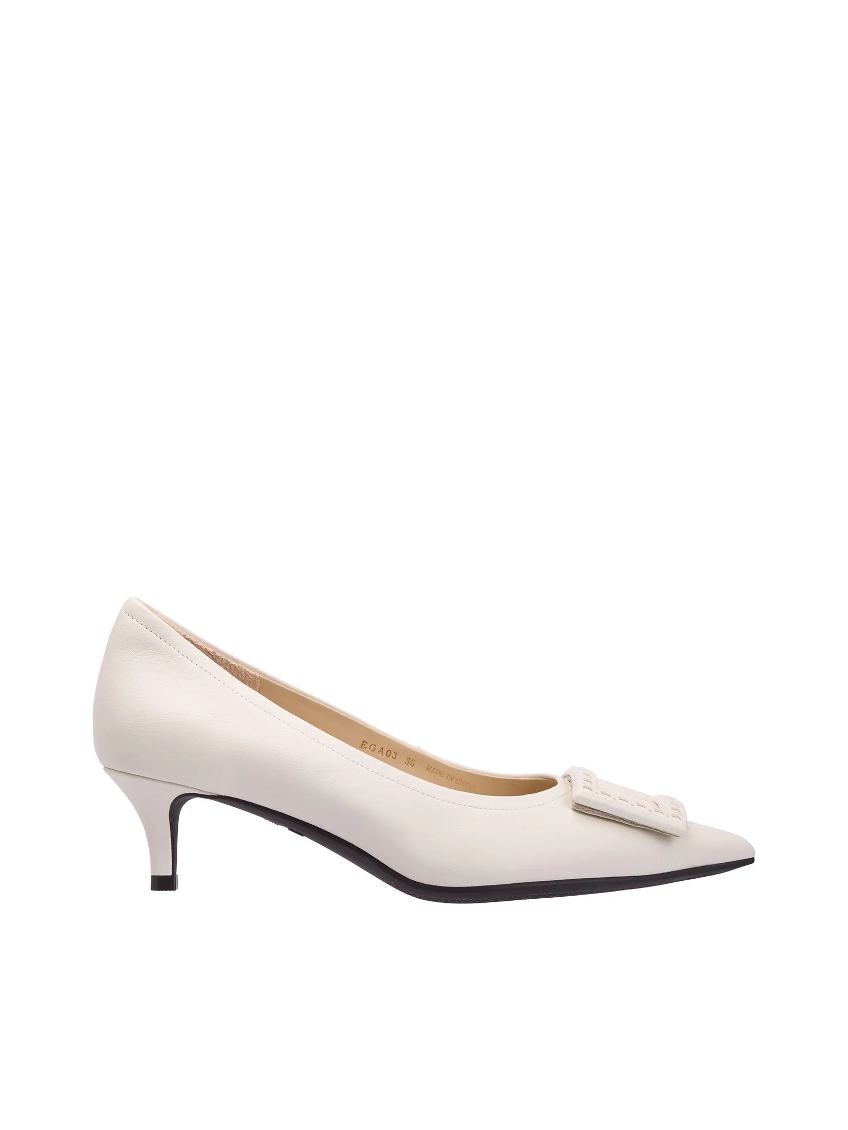 STACCATO Women Pump Heels Buckle Square-Toe White