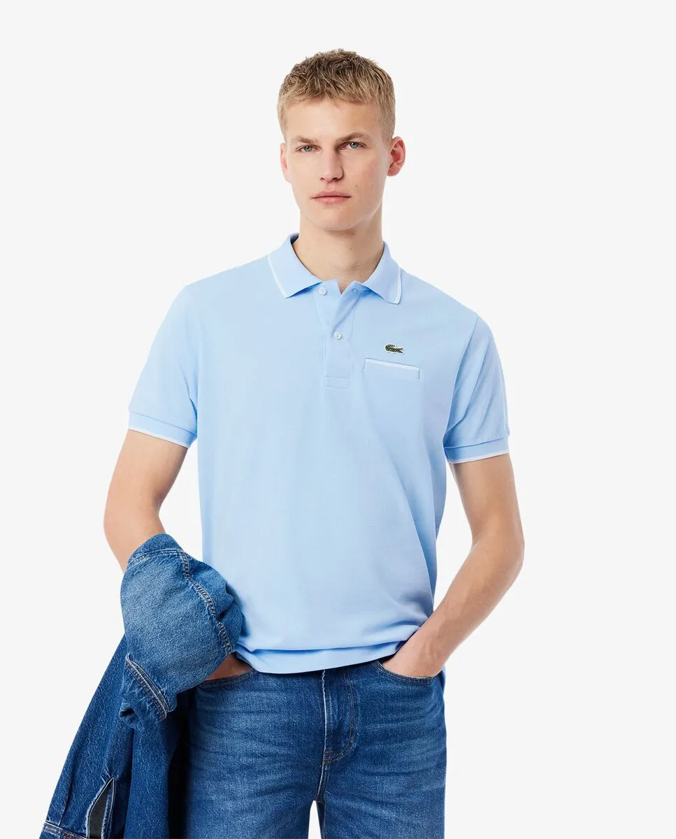 LACOSTE Classic Fit Pocket Accent L.12.12 Polo Shirt Blue Size - 2