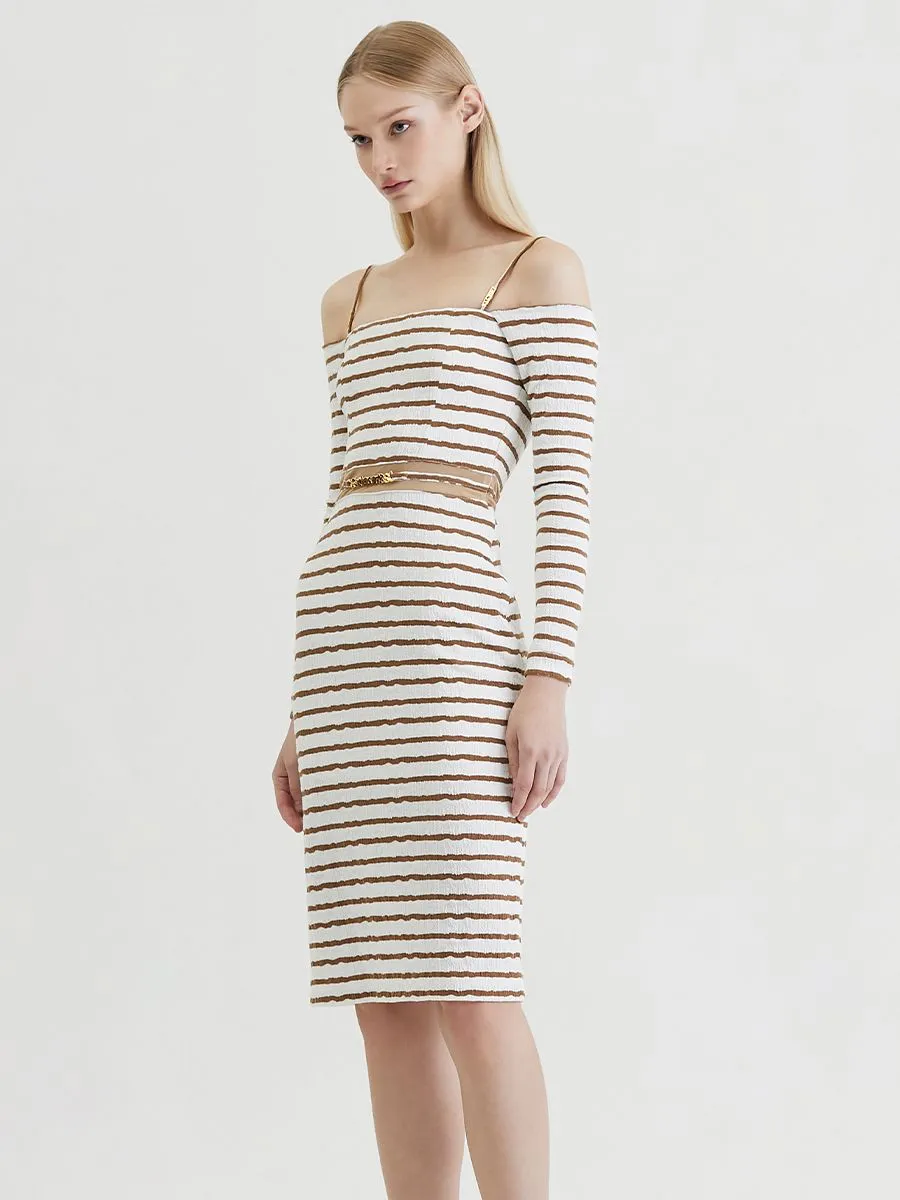 KLOSET (RS24)Knit Off-Shoulder Dress White