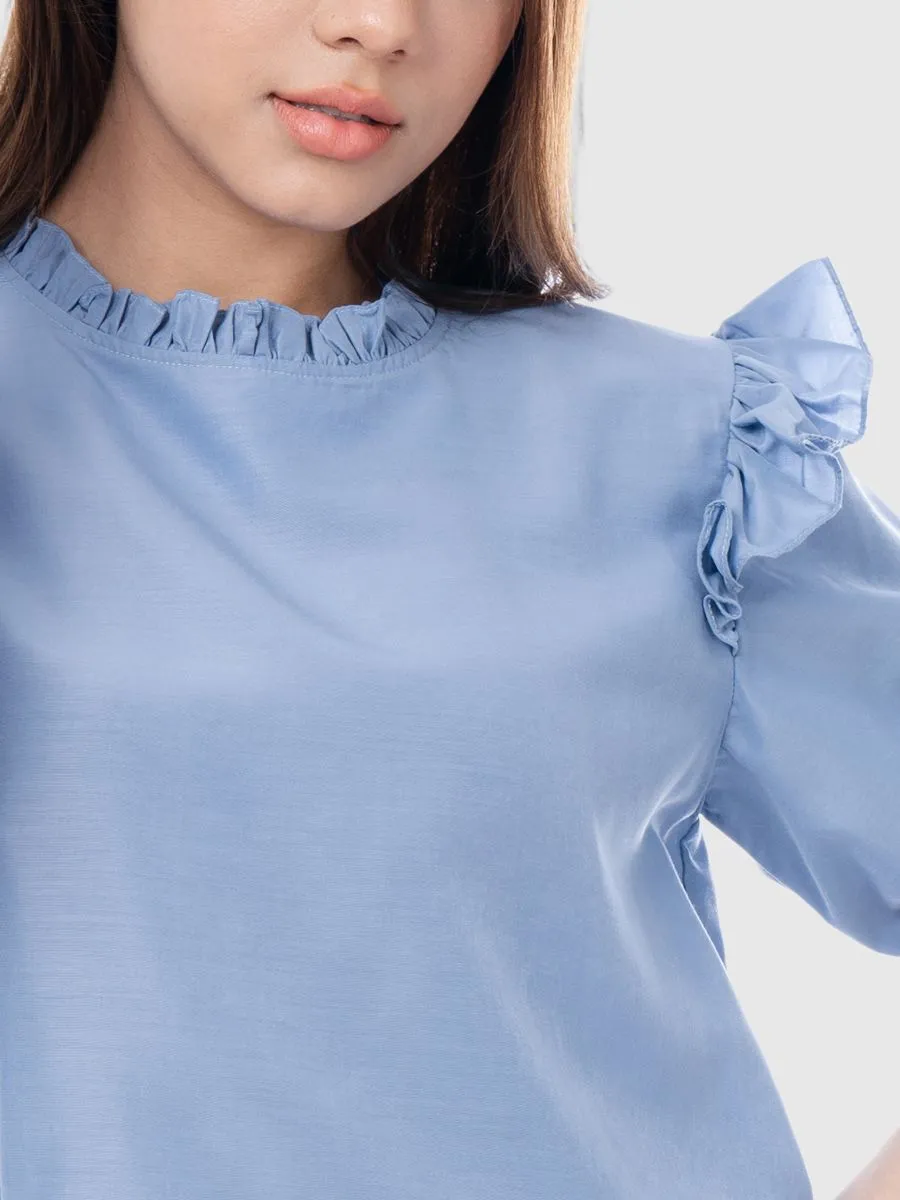 AMILA Women Blouse Cotton Premium Light blue