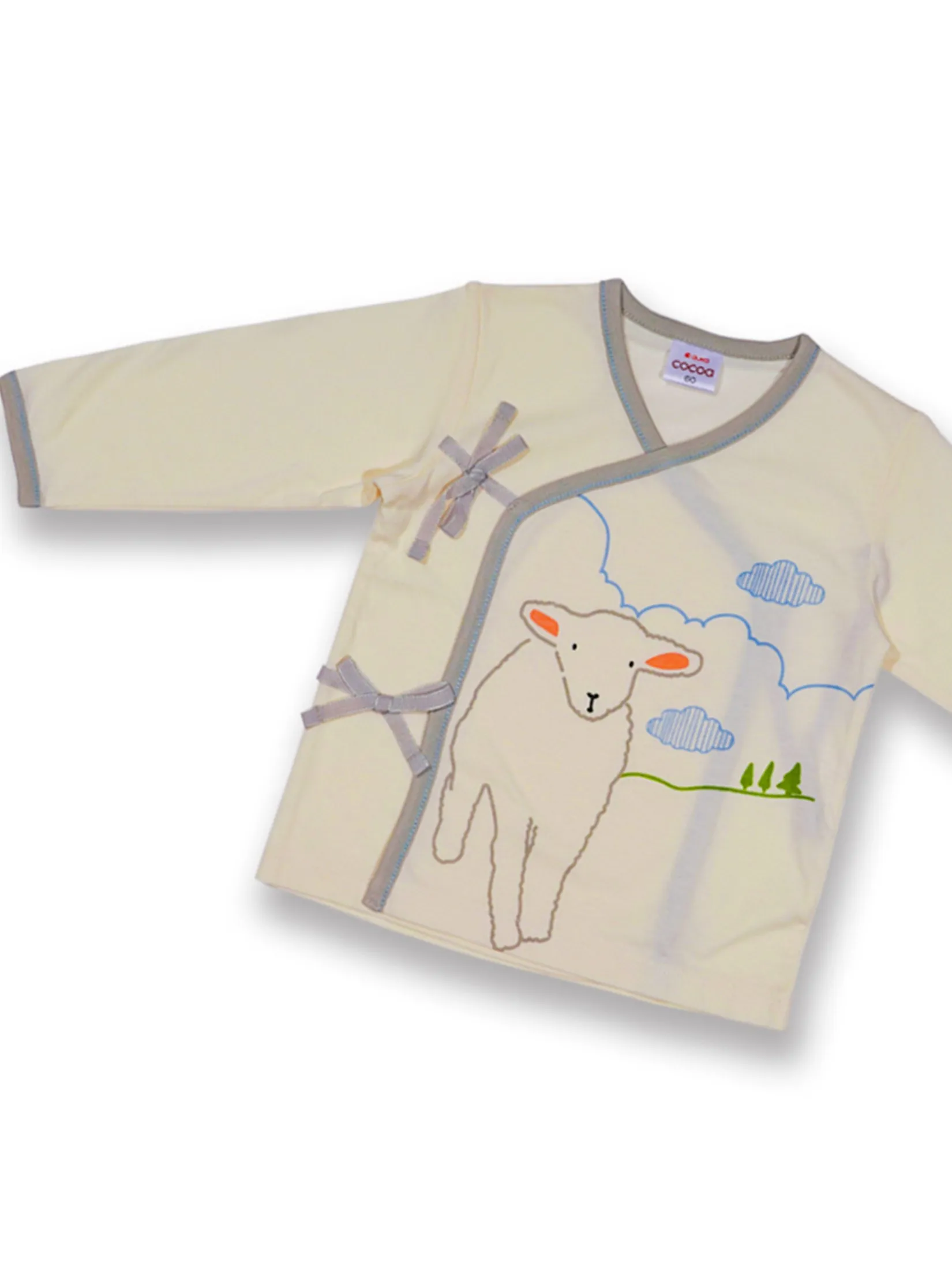 AUKA Cream,Long Sleeve Badge Shirt, Baby, Cocoa Sheep.