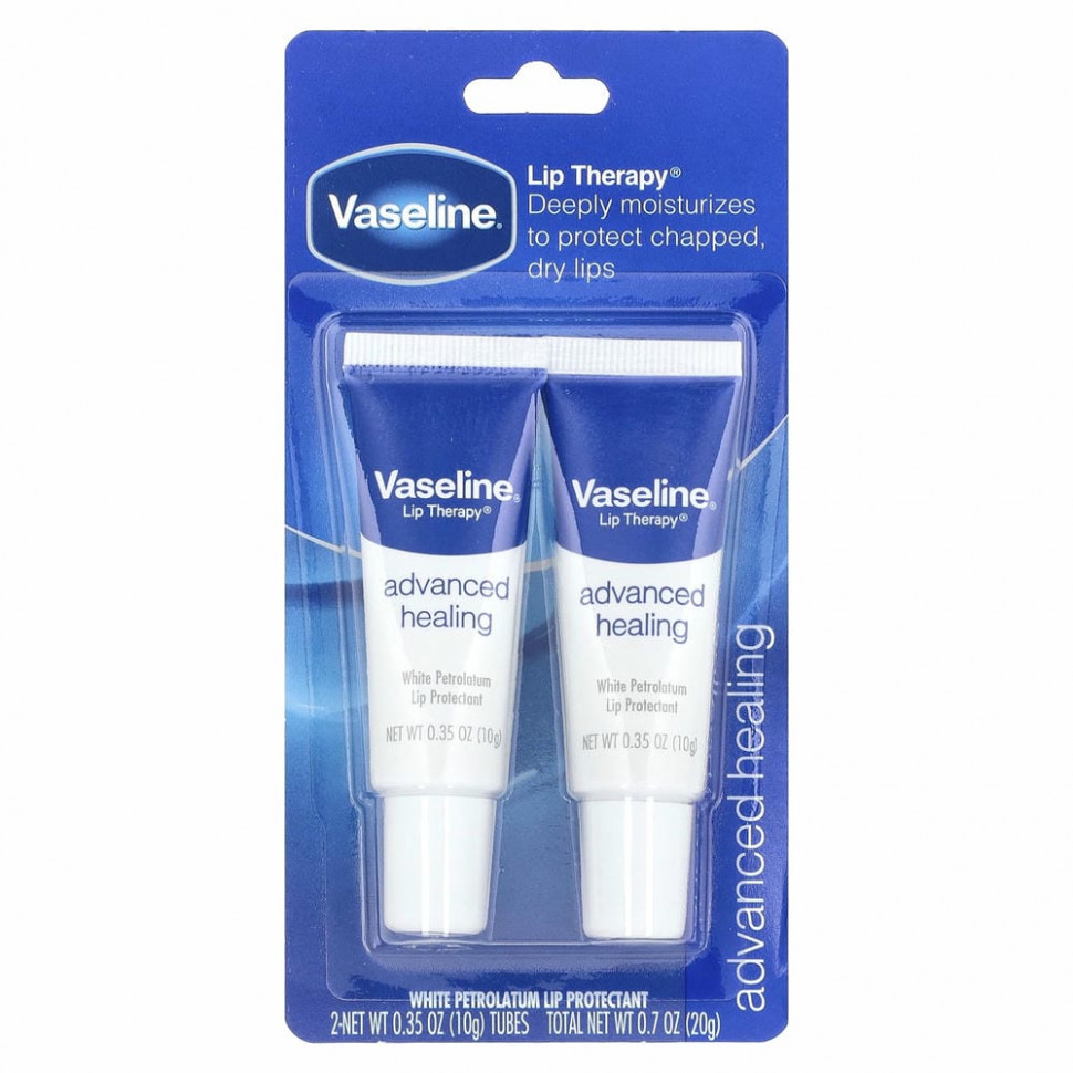 Vaseline, Lip Therapy, улучшенное заживление, 2 тюбика, 10 г (0,35 унции)