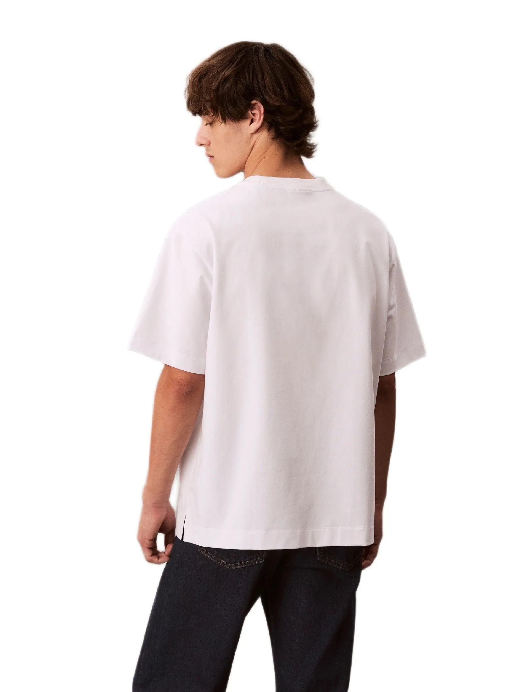 CALVIN KLEIN Men's Relaxed Fit Jersey Logo Cooling Short Sleeve T-Shirt White
