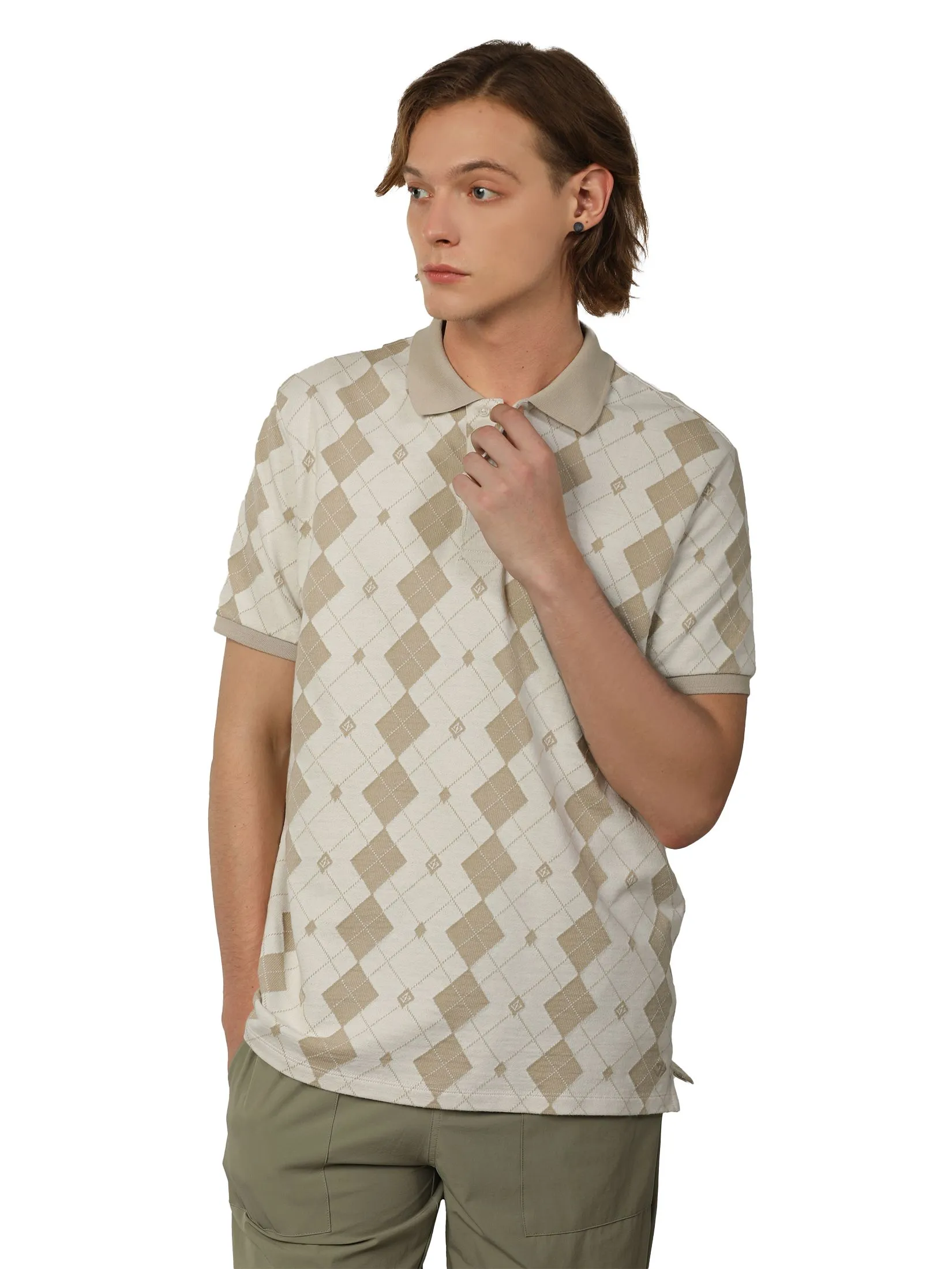 JOHN HENRY Men's Polo (Slim Fit) MERRIMENT Beige Size - M