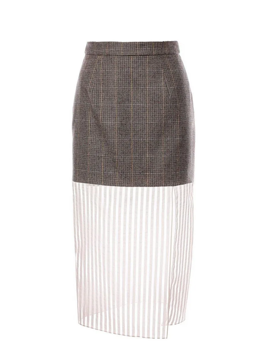 SENADA WOMEN WOOL BLEND BEIGE PENCIL SKIRT
