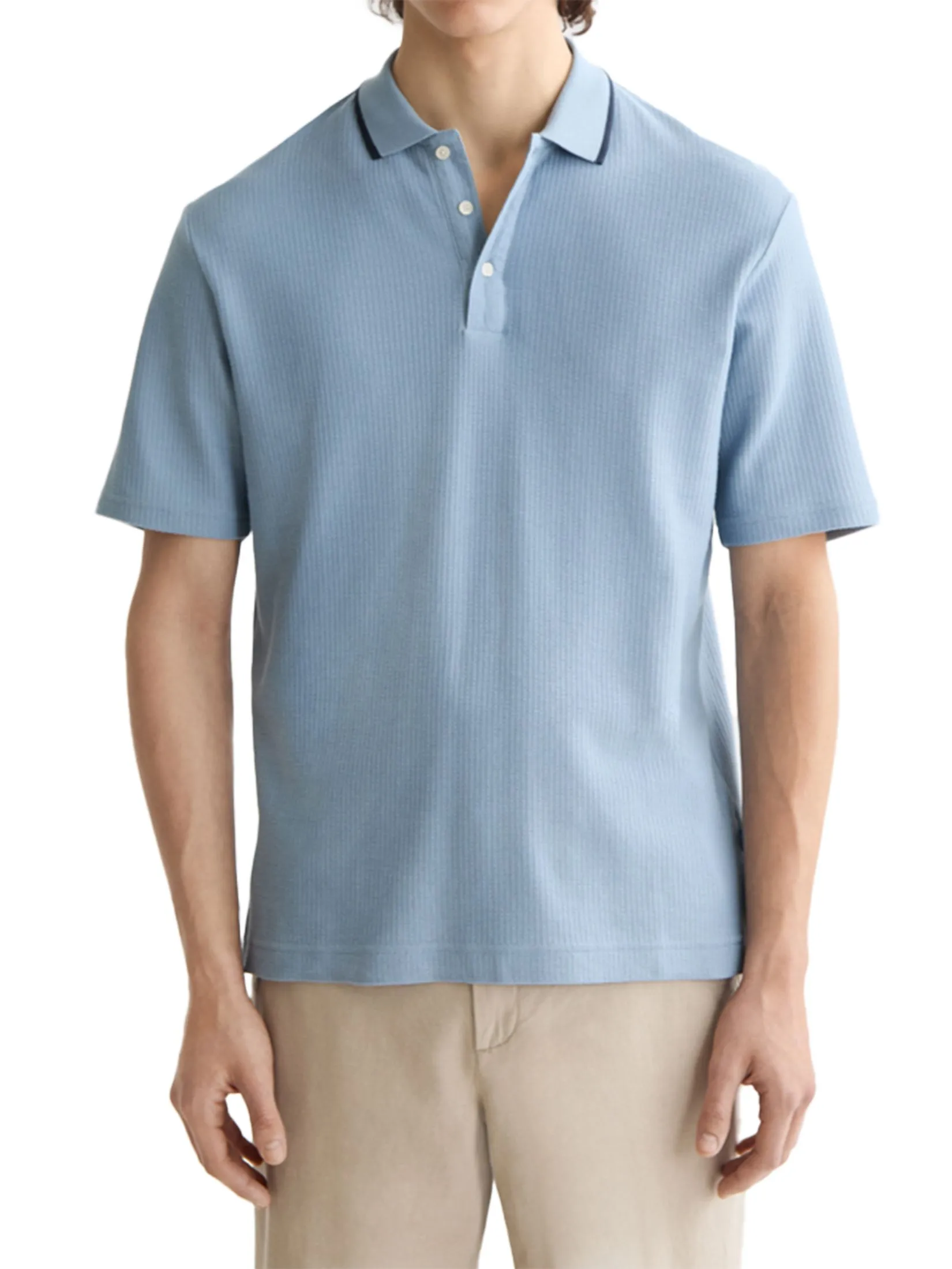 SCOTCH&SODA Men Polo Relaxed-Fit Structured Navy