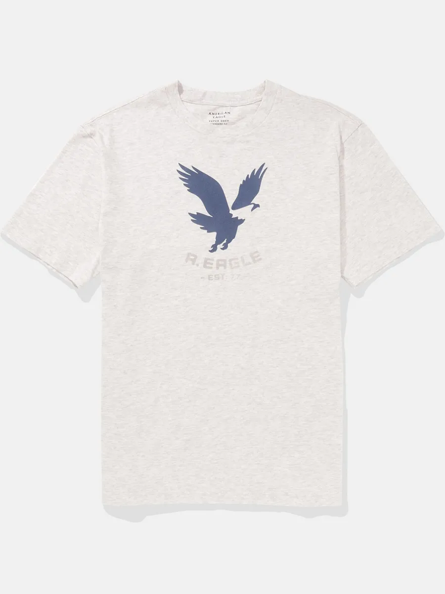 AMERICAN EAGLE MEN G SS 1 SET IN TEE- PC DYE + SERIOUSLY SOFT WASH 092 LIGHT HEATHER GRAY