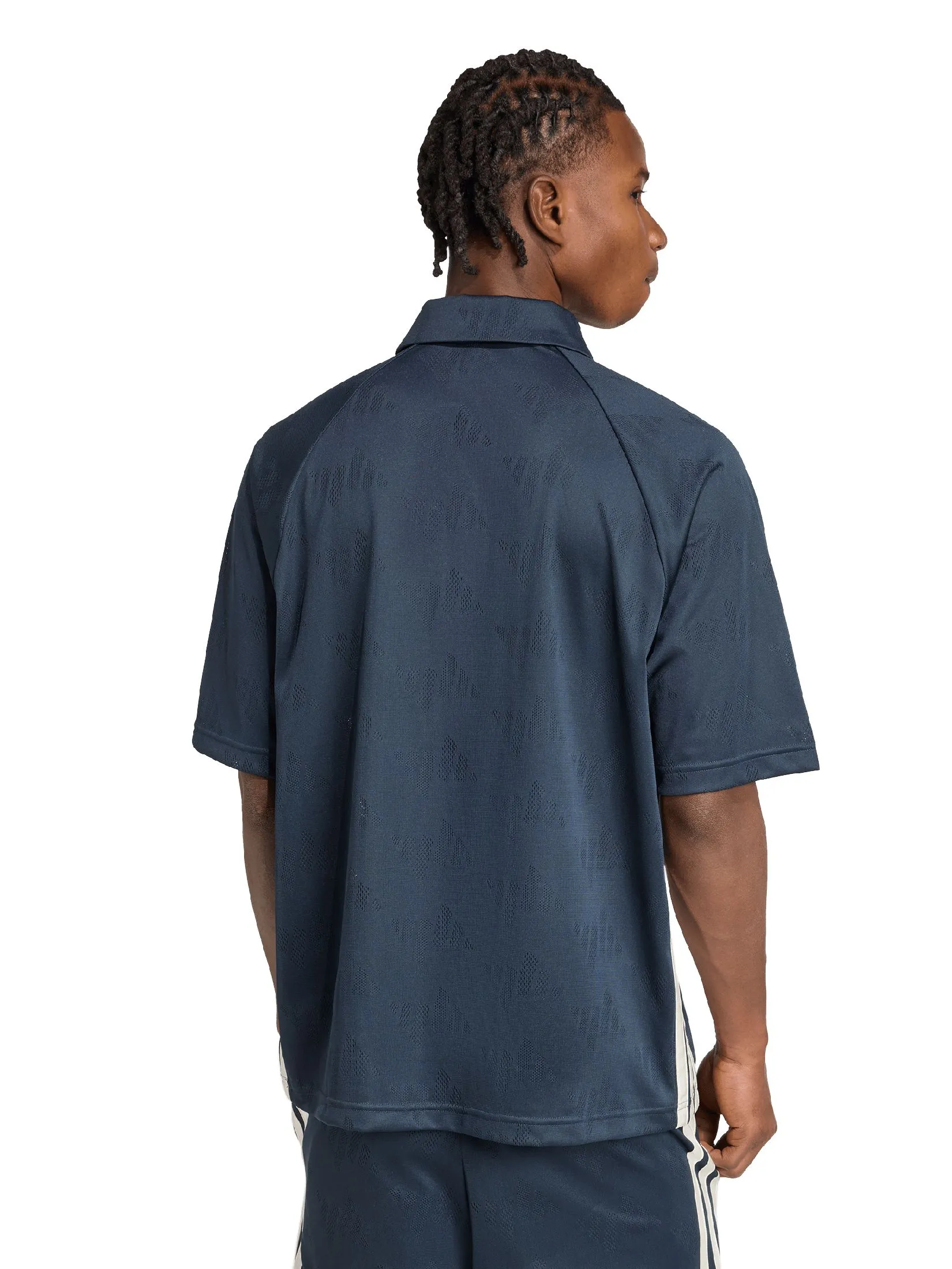 ADIDAS Men Polo Tee Stadium Jacquard JX5604 Blue / Aurora Ink / Off White